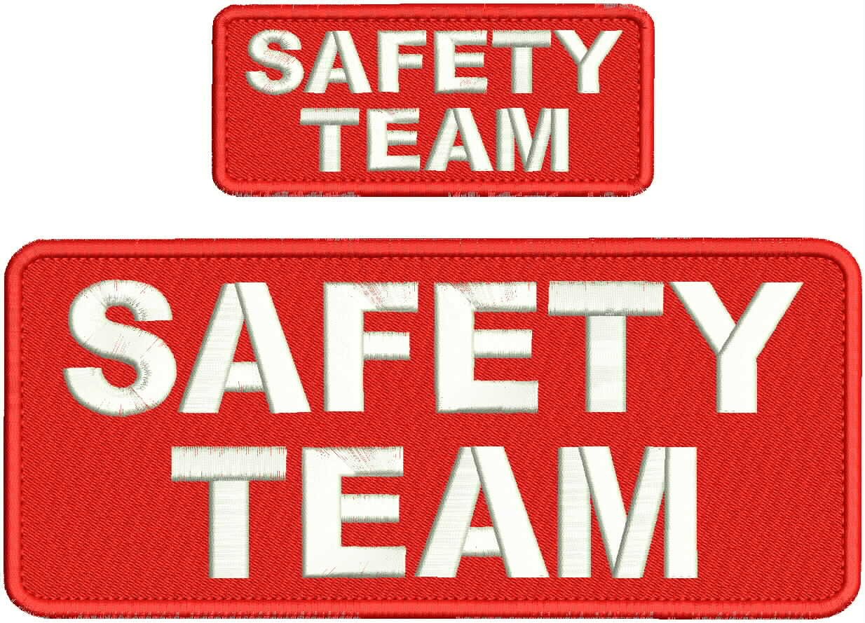 Collectible 2 Embroidery Patch ''Safety Team'' 4x10 and 2x5 White On Red