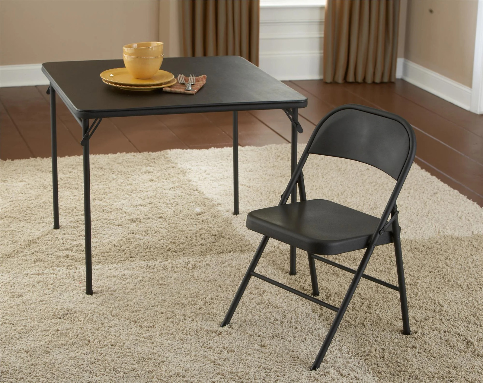 Mainstays All-Steel Metal Folding Chair, Double Braced, Black