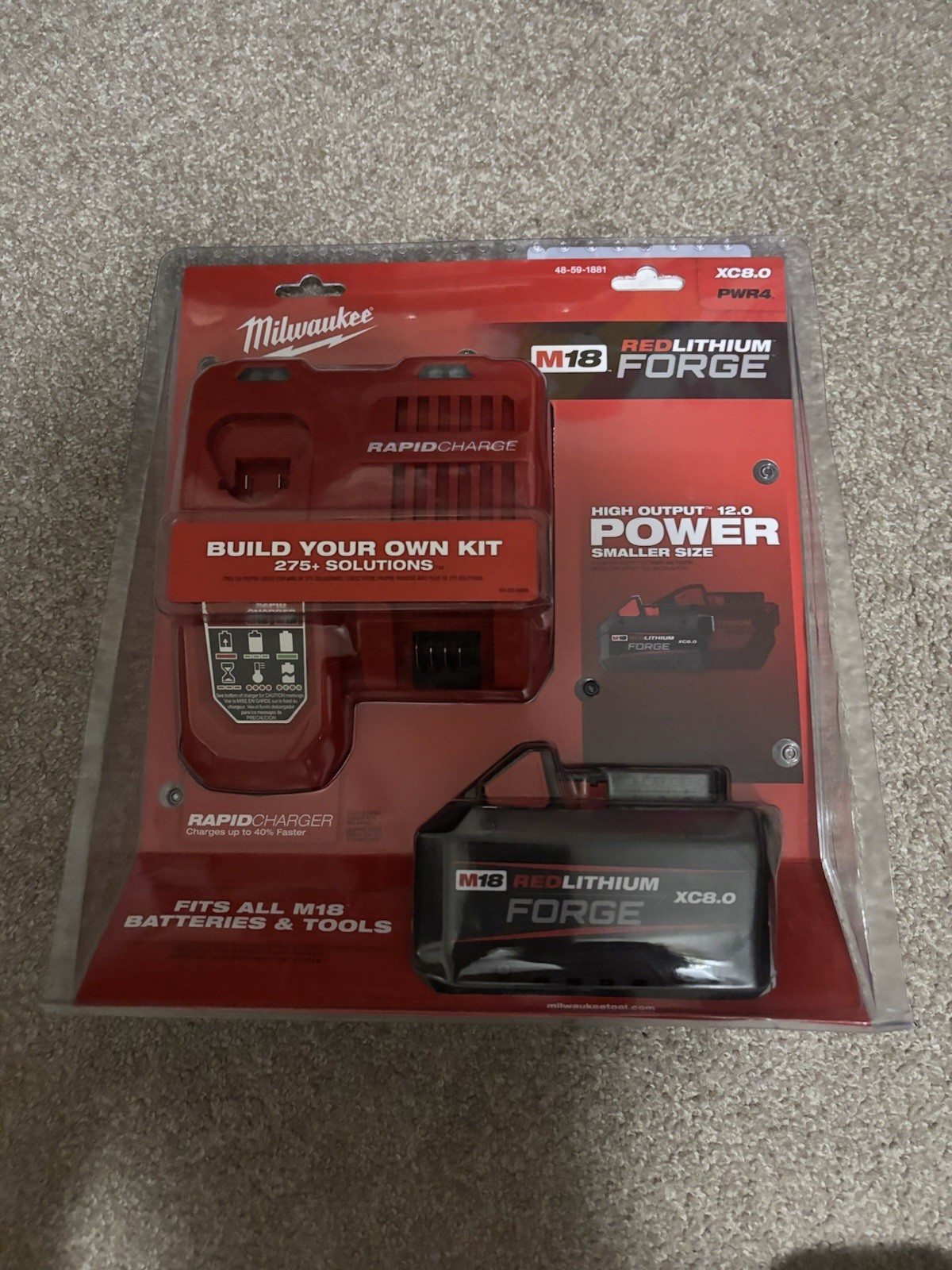 Milwaukee M18 18V REDLITHIUM FORGE XC8.0 8.0Ah Starter Kit Rapid Charger