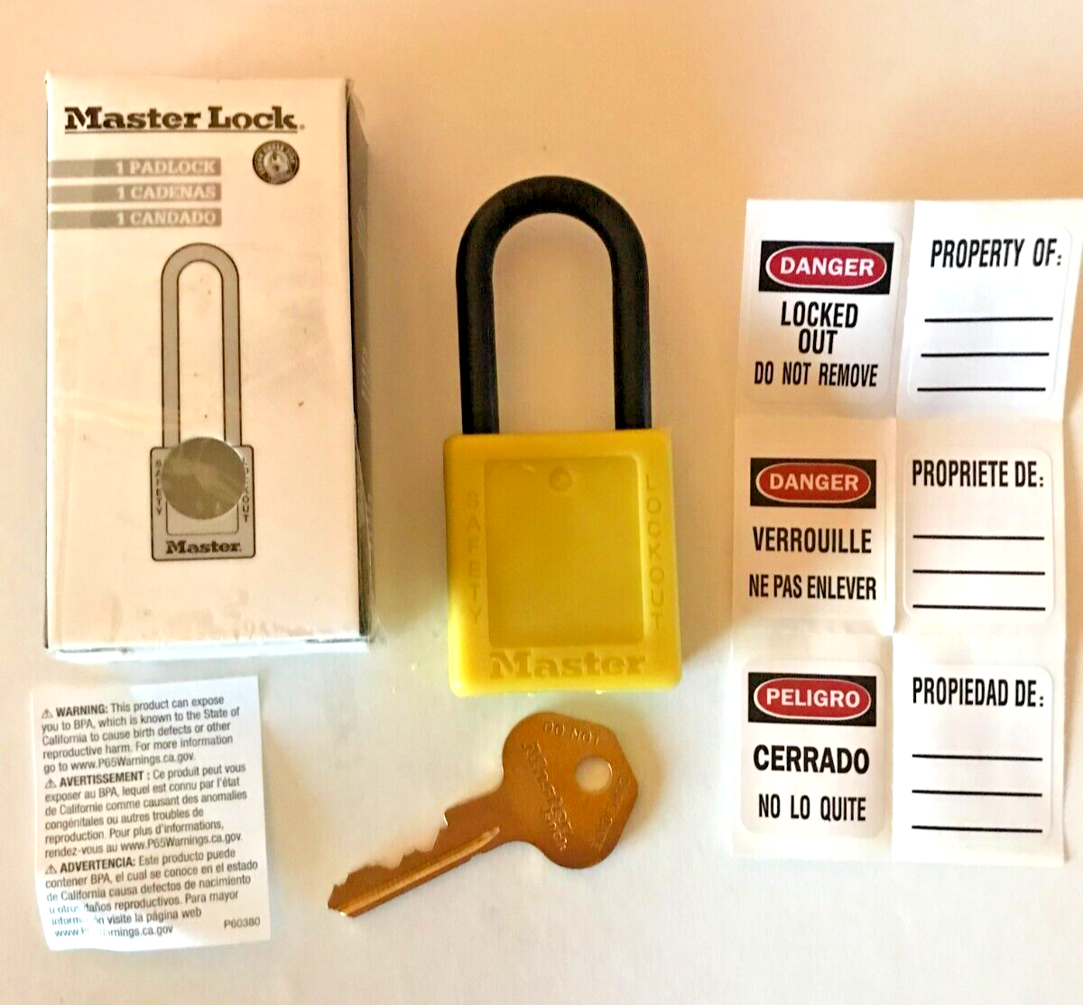 MASTER LOCK 406YLW Lockout Padlock, Keyed Diff., Yellow, 1-3/4"H - NIB