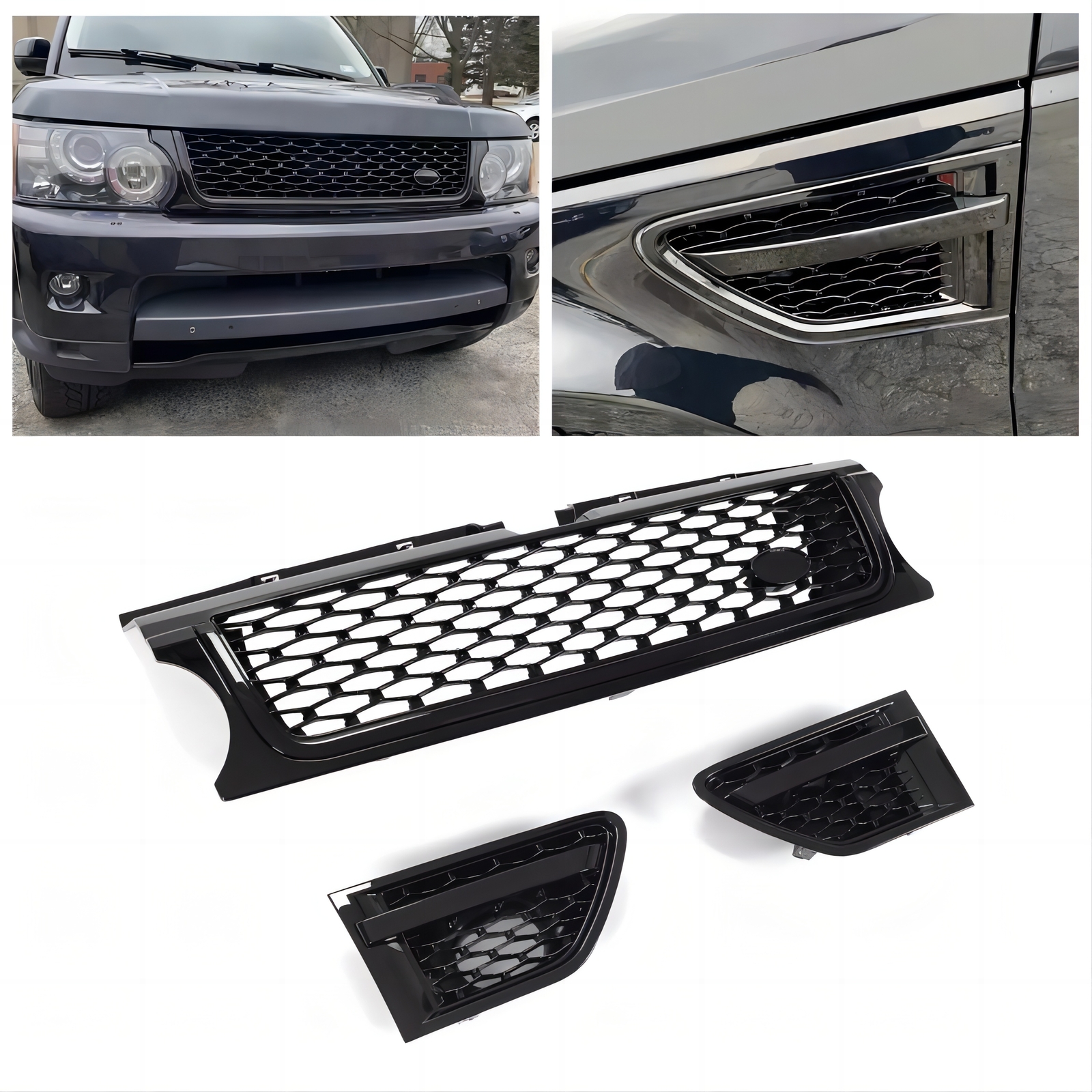 Front Upper Grille Black Painted Plastic Set  For Range Rover Sport 2010-2013