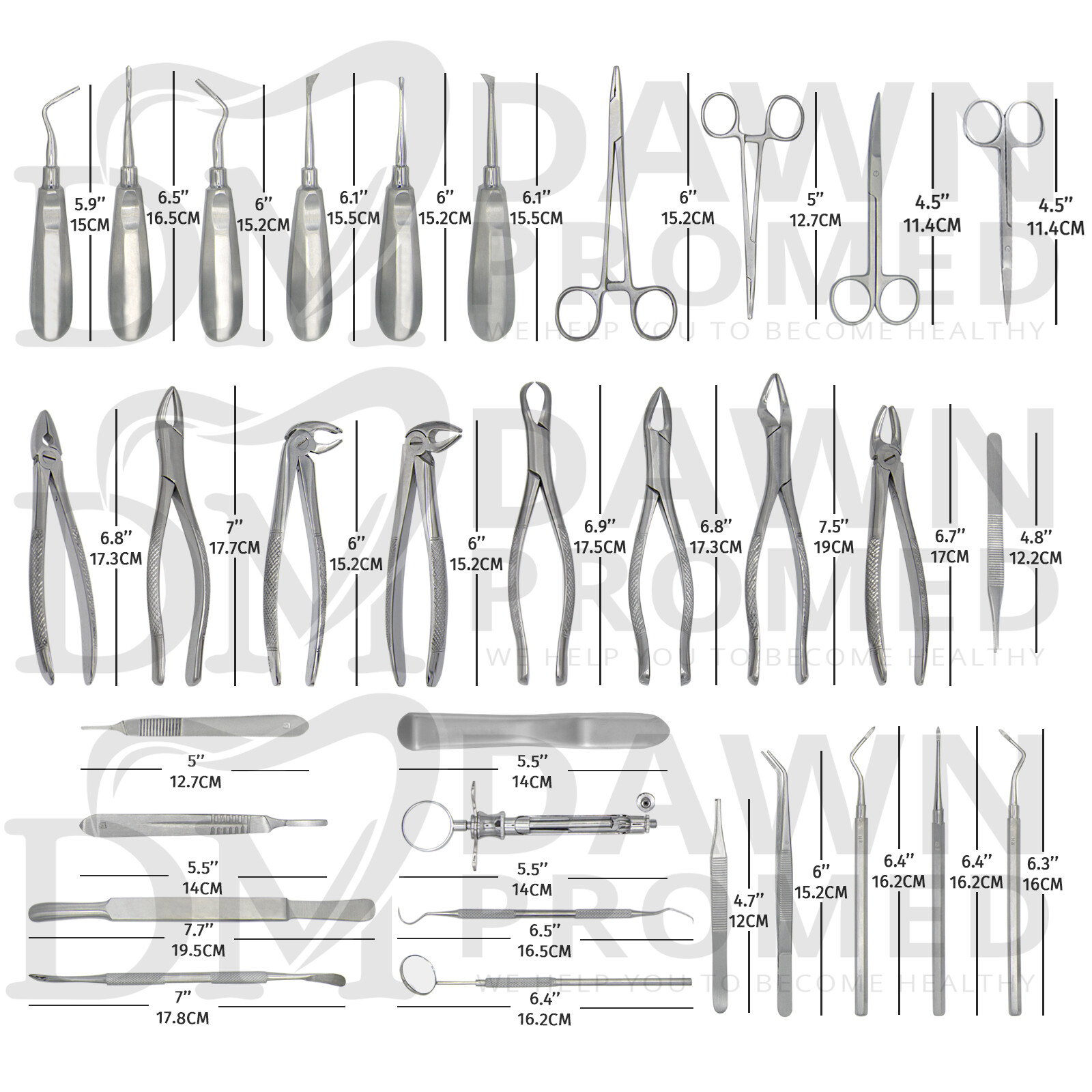 32 Pcs Oral Dental Extraction Surgery Extracting Elevators Forceps German Grade