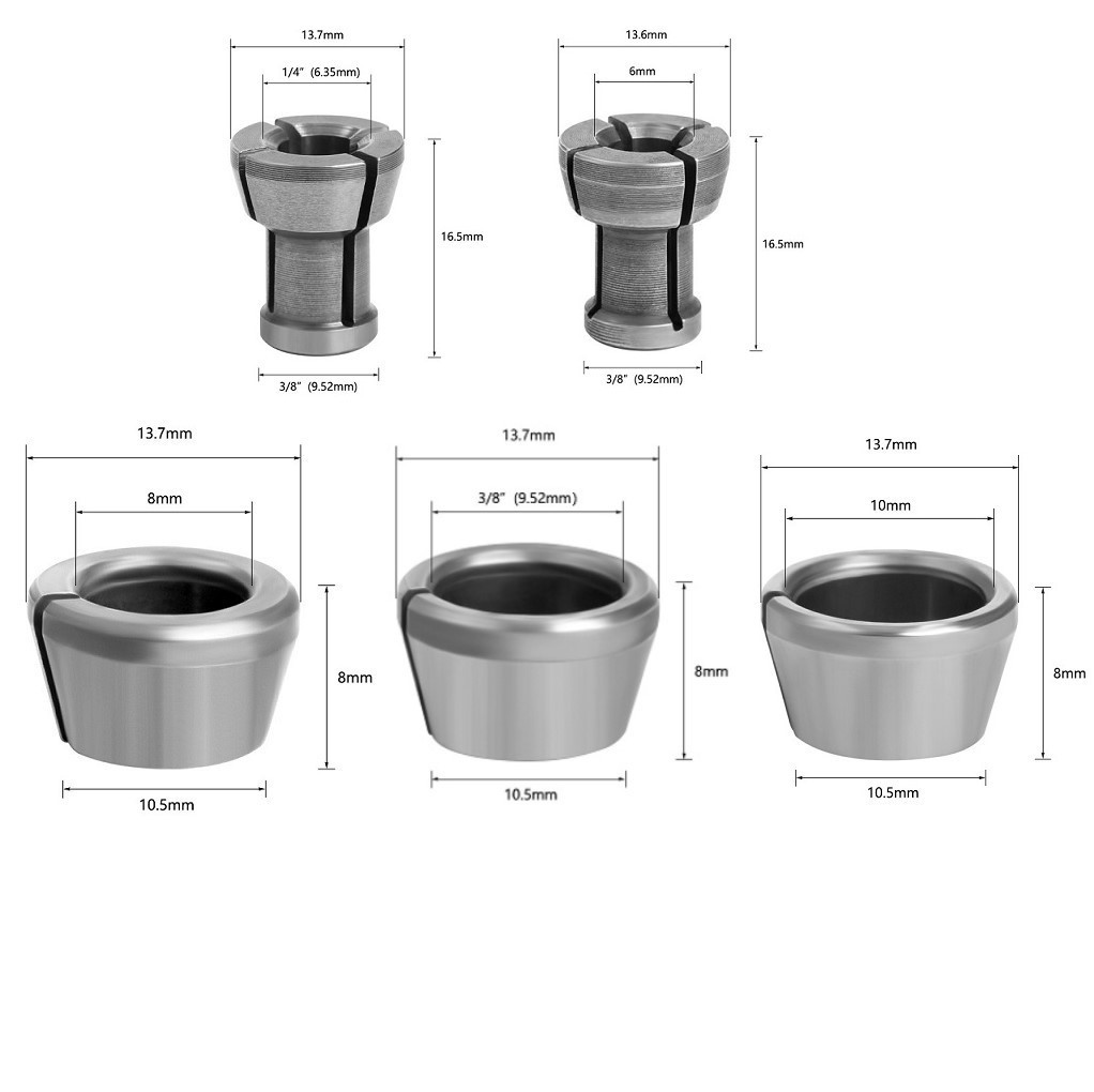 Multi purpose Collet Chuck Adapter for Trimming and Engraving Machines