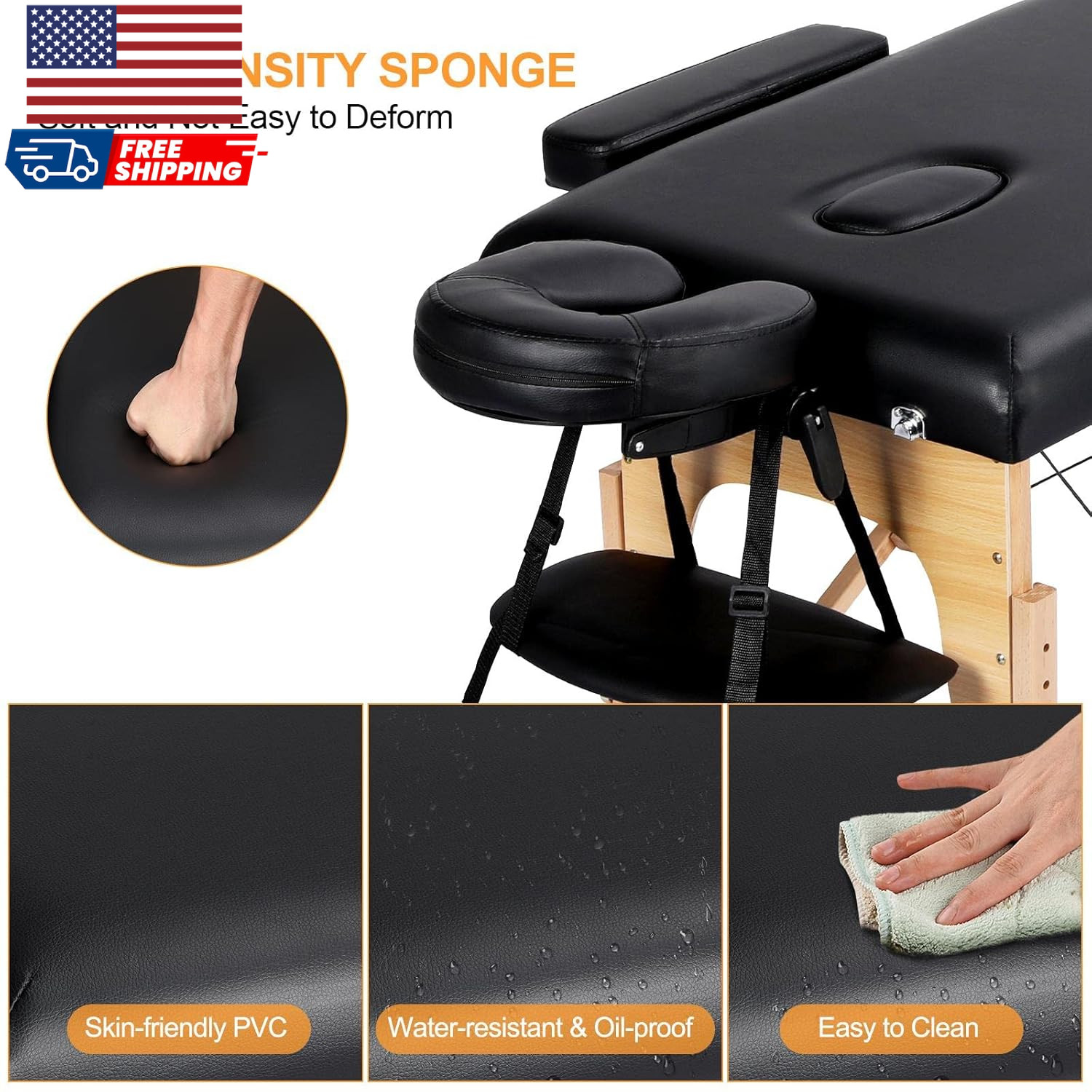 Massage Tables Portable Adjustable Massage Bed Foldable Spa Lash Table 3 Foldin