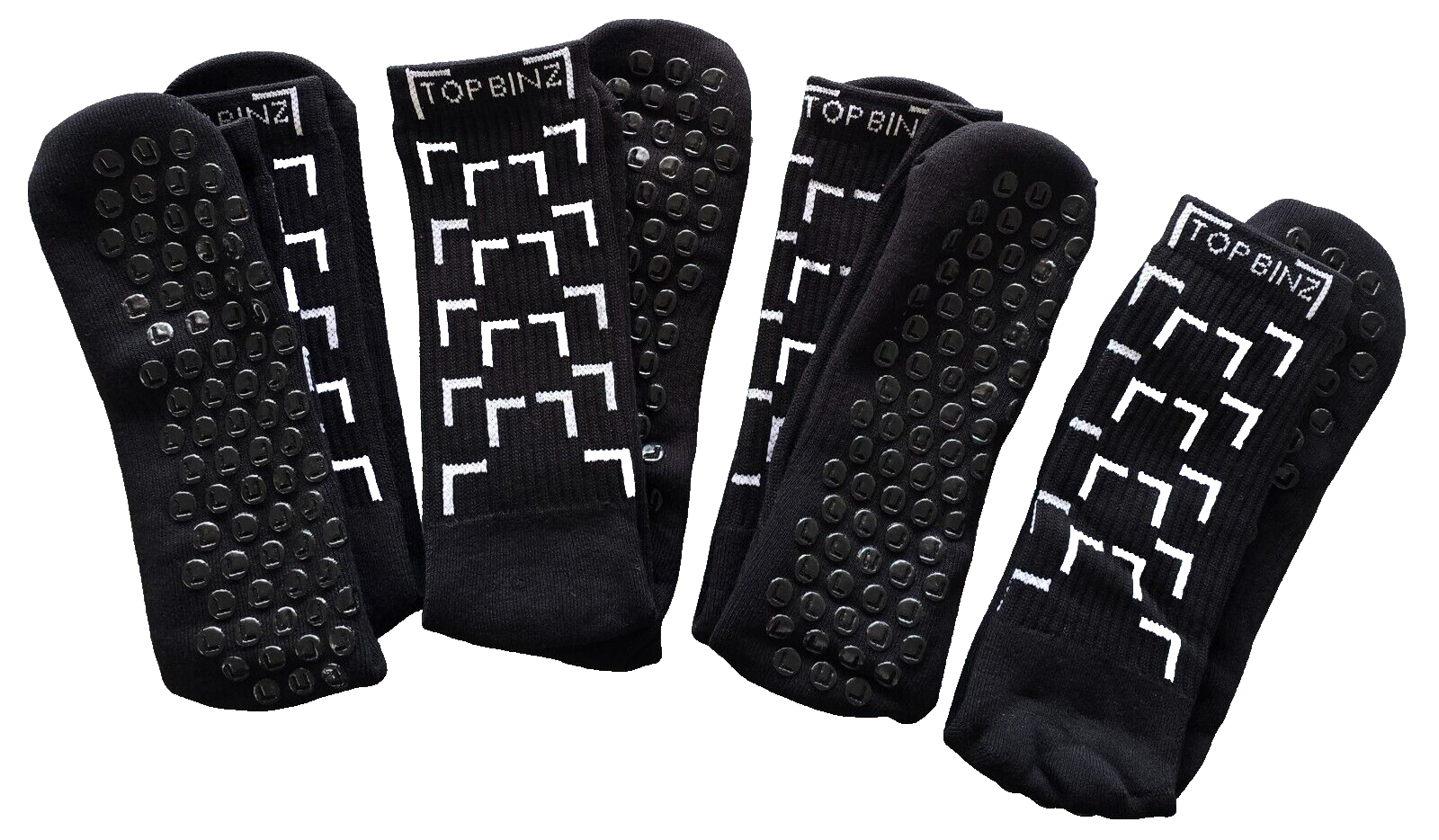 TOP BINZ Black Soccer Grip Socks 2 Pack, 4 Pack