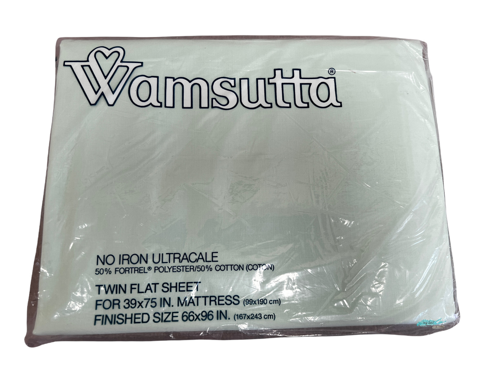Wamsutta Mint Green No Iron Ultracale Twin Flat Sheet 66 x 96" VTG Made in USA