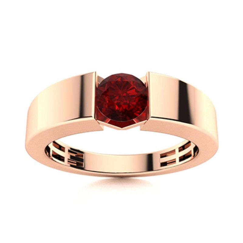 Throat Chakra Garnet Stone Solitaire Womens Gift Ring Sterling Silver
