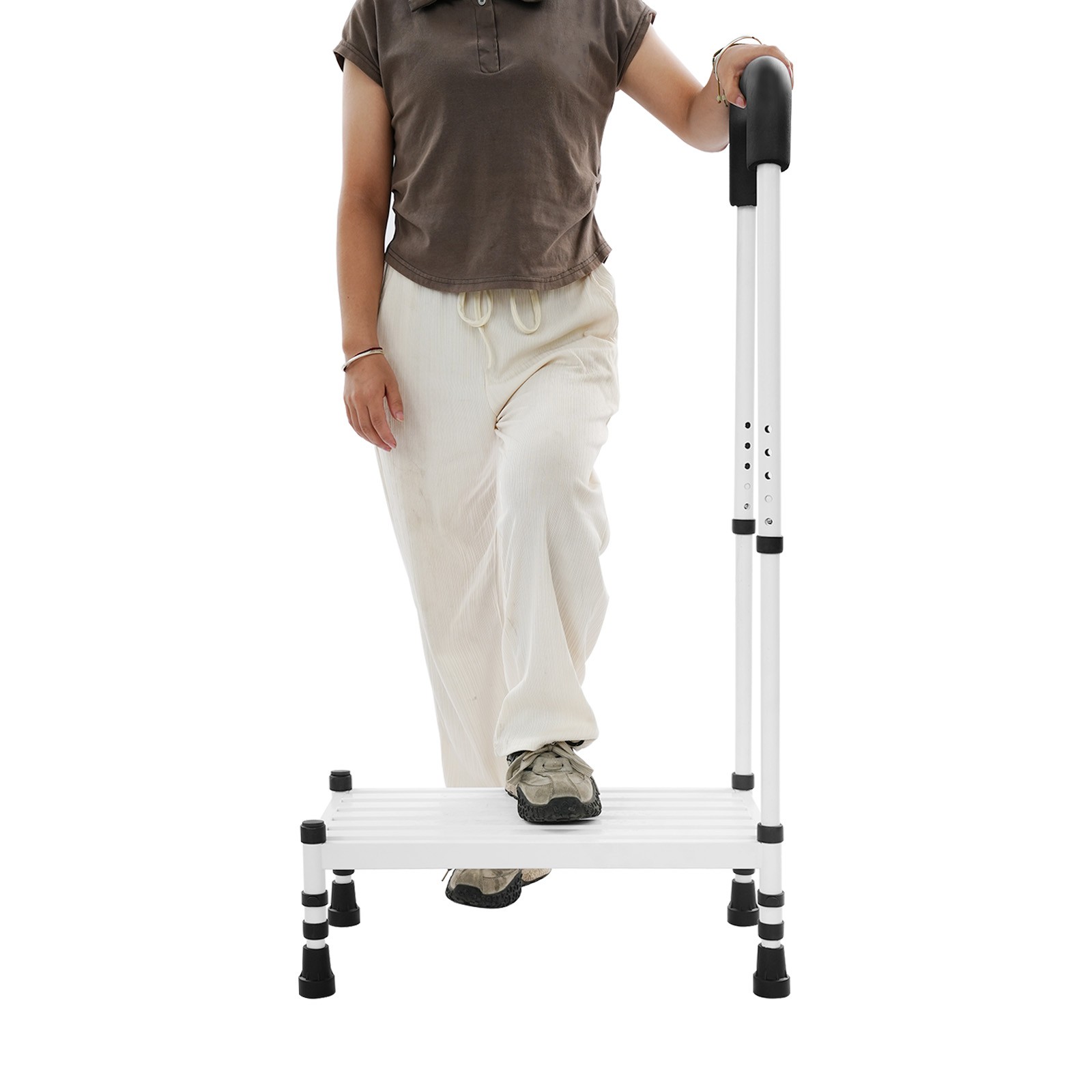 Step Stool with Handle, Adult Ramp with Handrail, Metal Stepping Stool