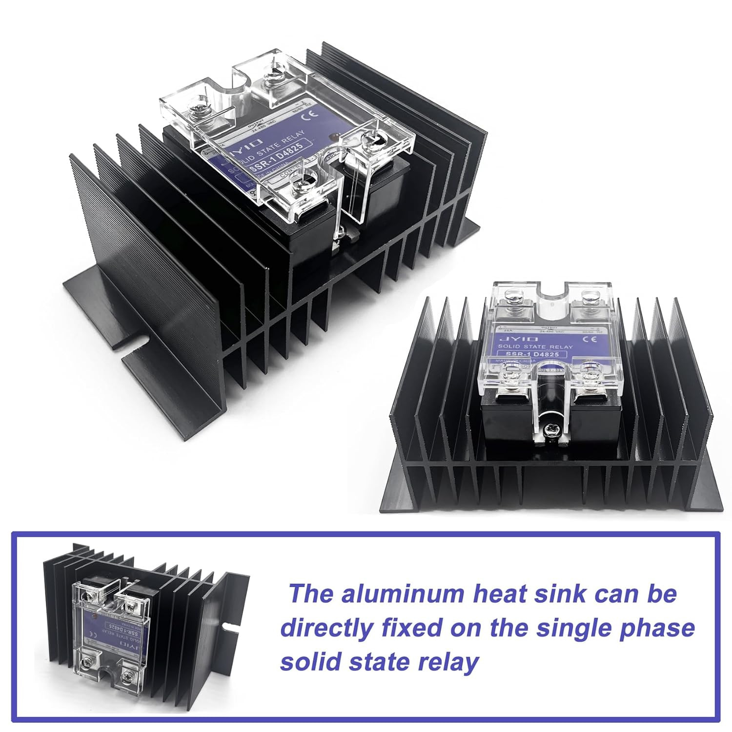 Aluminum Heat Sink SSR Dissipation for Single Phase Solid State Relay 10A-100A,