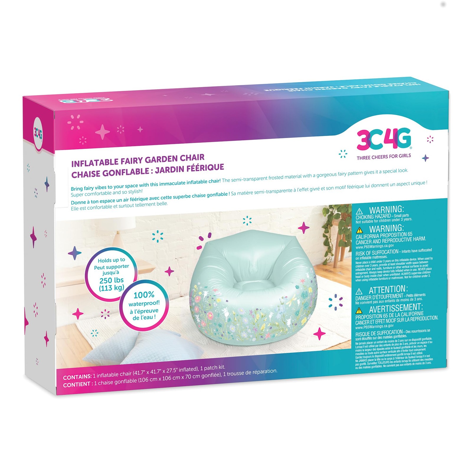 3C4G: Inflatable Fairy Garden Chair - Comfortable & Portable Blow Up Chair, P...