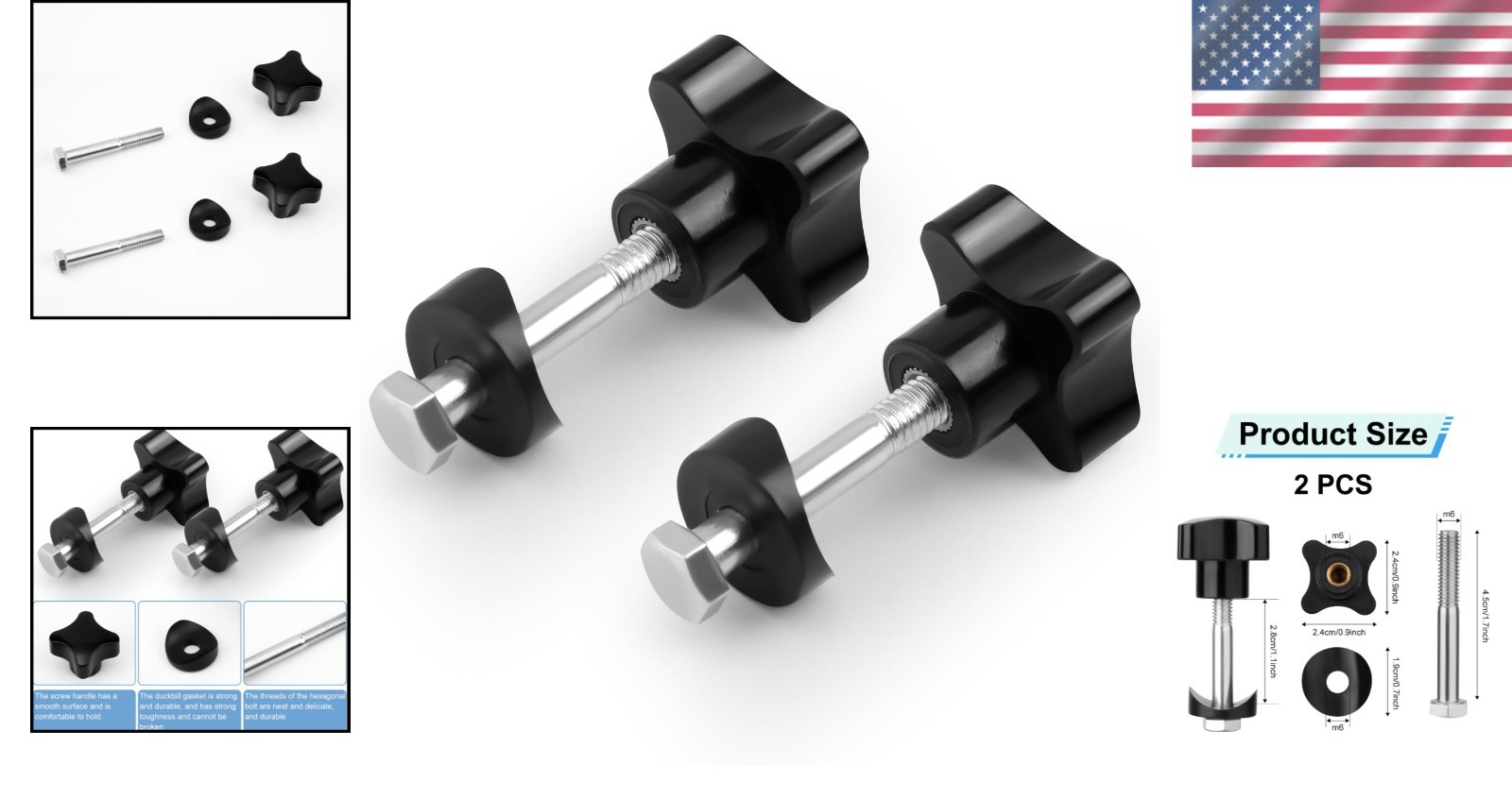 Two Sets of Rollator Walker Knobs, Black Universal Parts for Enhanced Safety