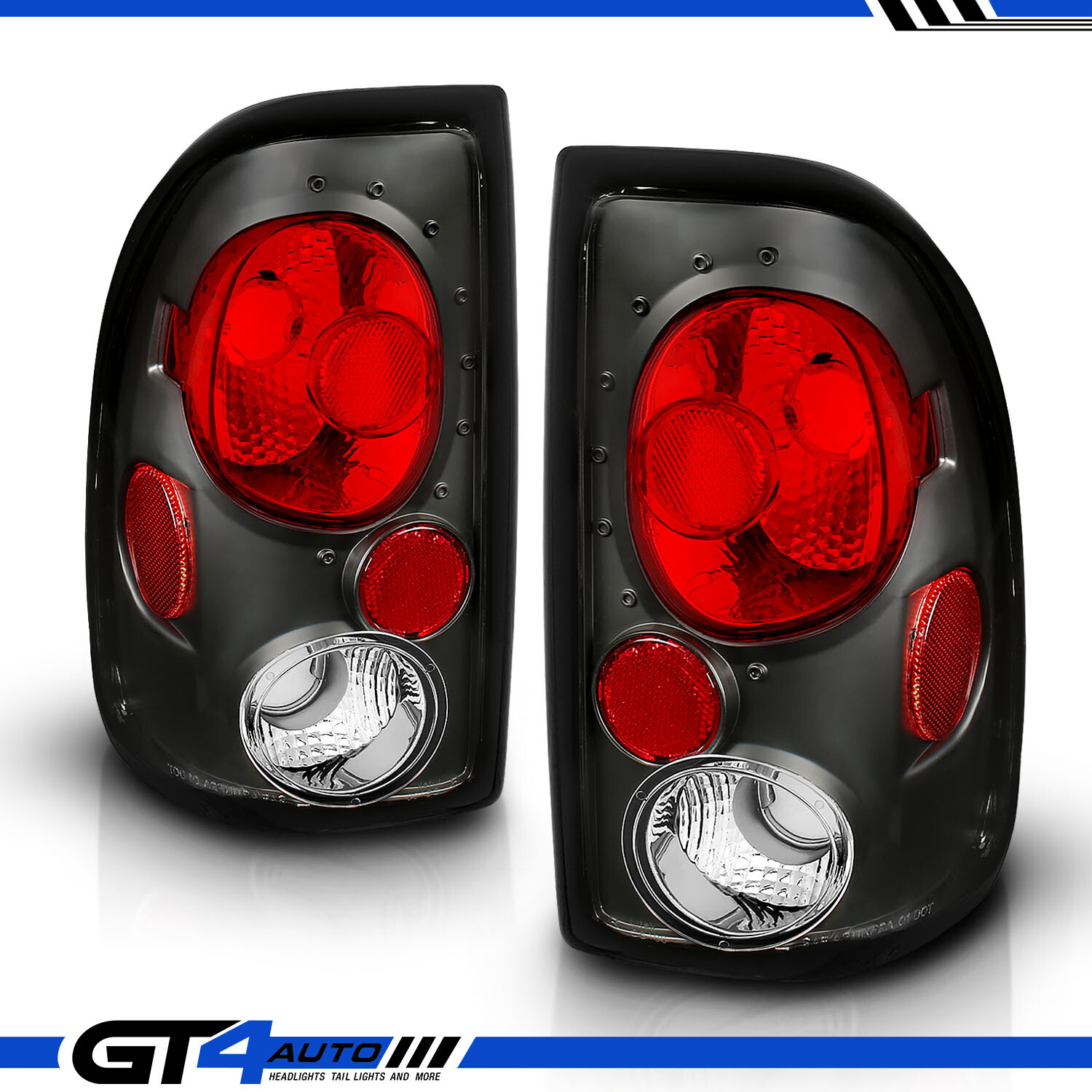 For 1997-2004 Dodge Dakota Black Replacement Tail Lights Brake Lamps Pair Set
