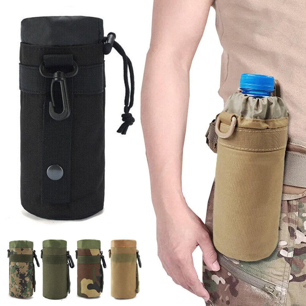 19OZ Tactical Molle Water Bottle Bag Pouch Holder Travel Hiking Kettle Carrier