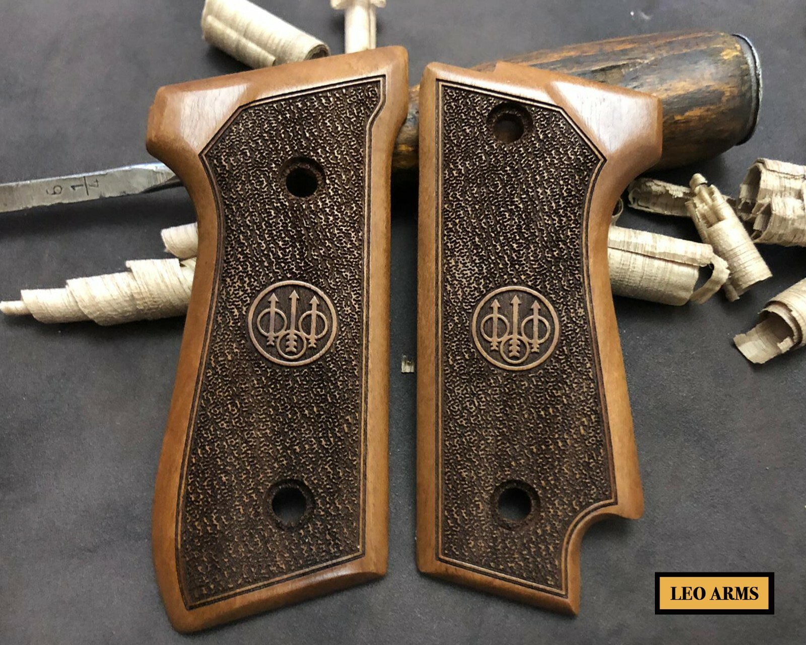 Beretta 92S Turkish Walnut Wood Grips Set. Handmade. US Based Seller