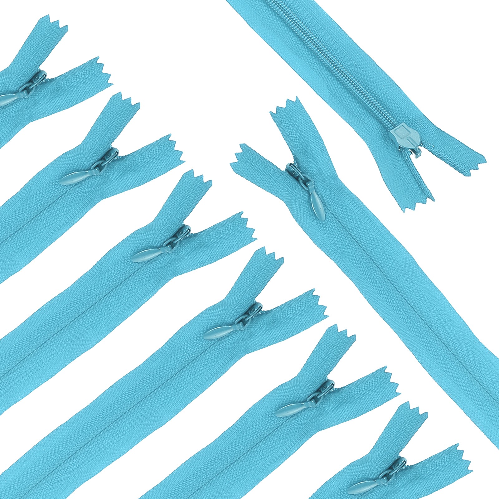 10Pcs 20" Nylon Coil Zippers, #3 Closed End Jacket Zippers, Sky Blue
