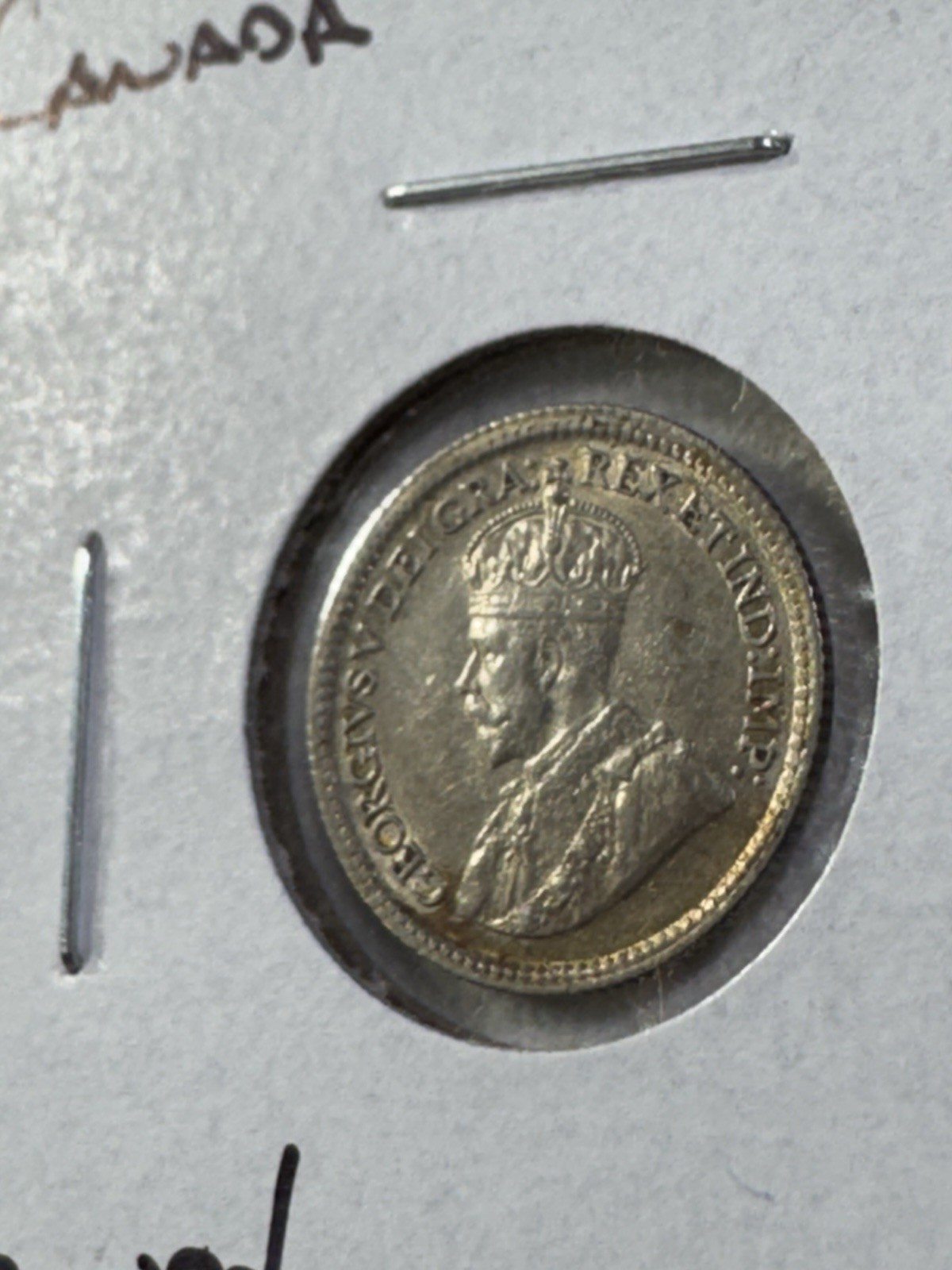 1914 Canada 5 Cents Small Silver Coin Cleaned