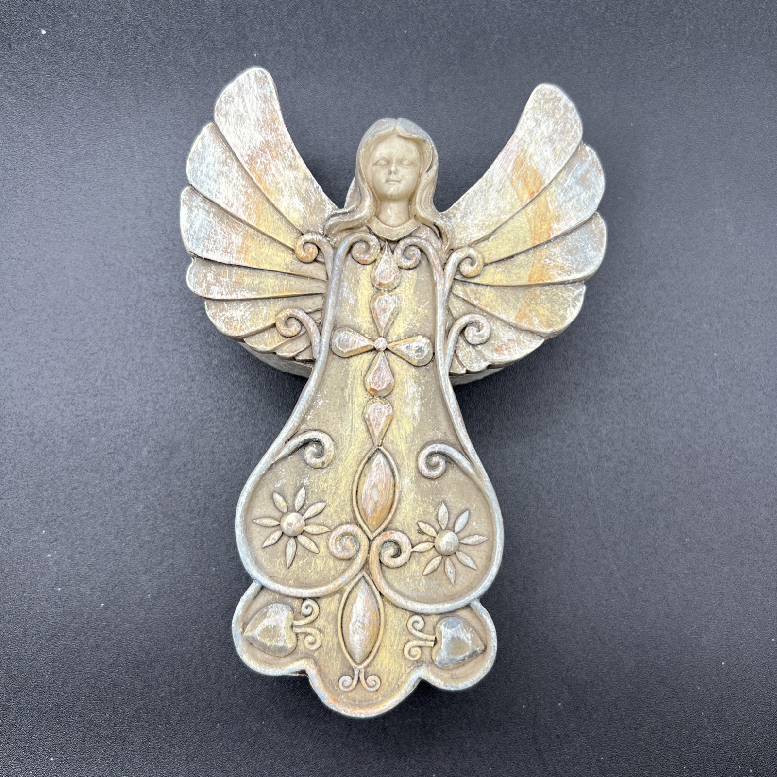 Polystone Angel Trinket Box  5 1/2 x 33/4 x 1 1/2  Free Shipping