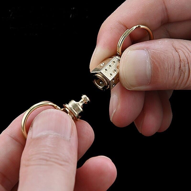 EDC Solid Brass Insert Buckle Gimbal Ring Portable Double Keychain Pendant Tool
