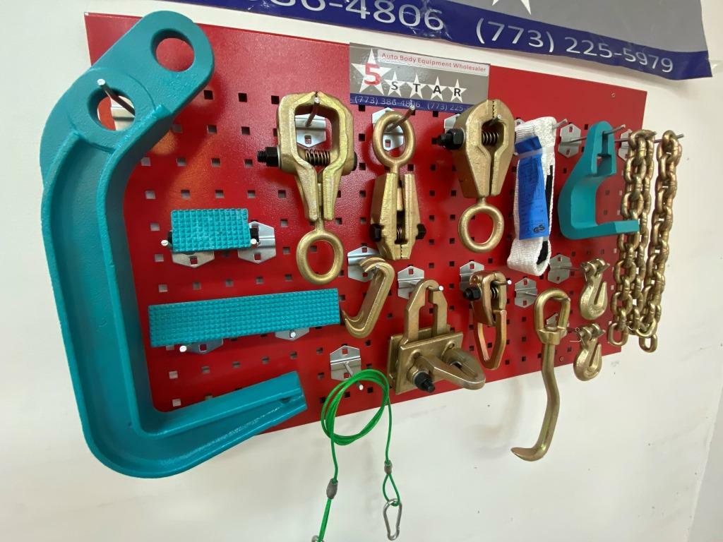 SET#55 HEAVY DUTY AUTO BODY FRAME MACHINE 16 PIECE PULLING TOOLS AND CLAMPS