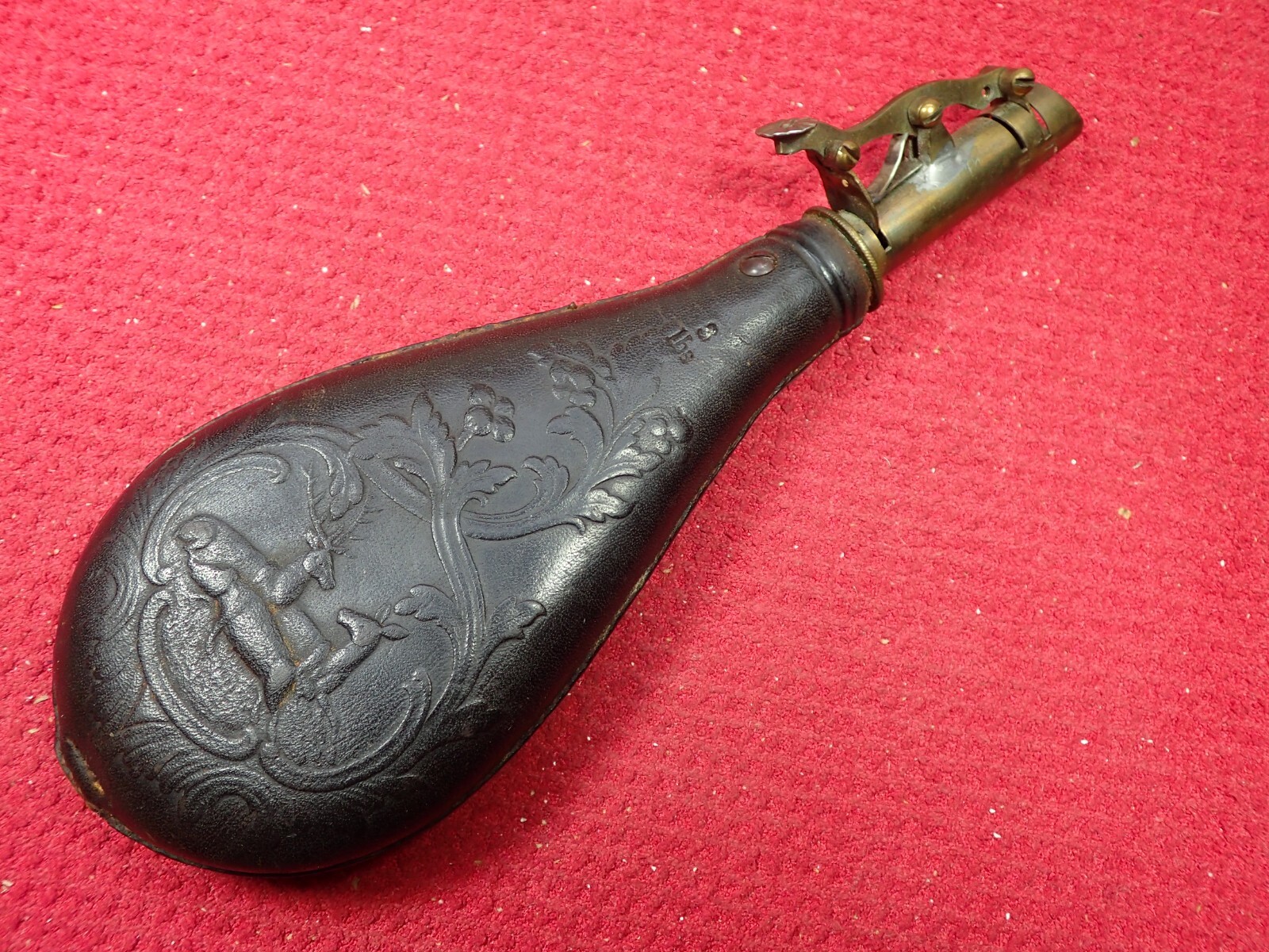 Civil War Era American Flask & Cap Co. Leather Hunting Shot Flask