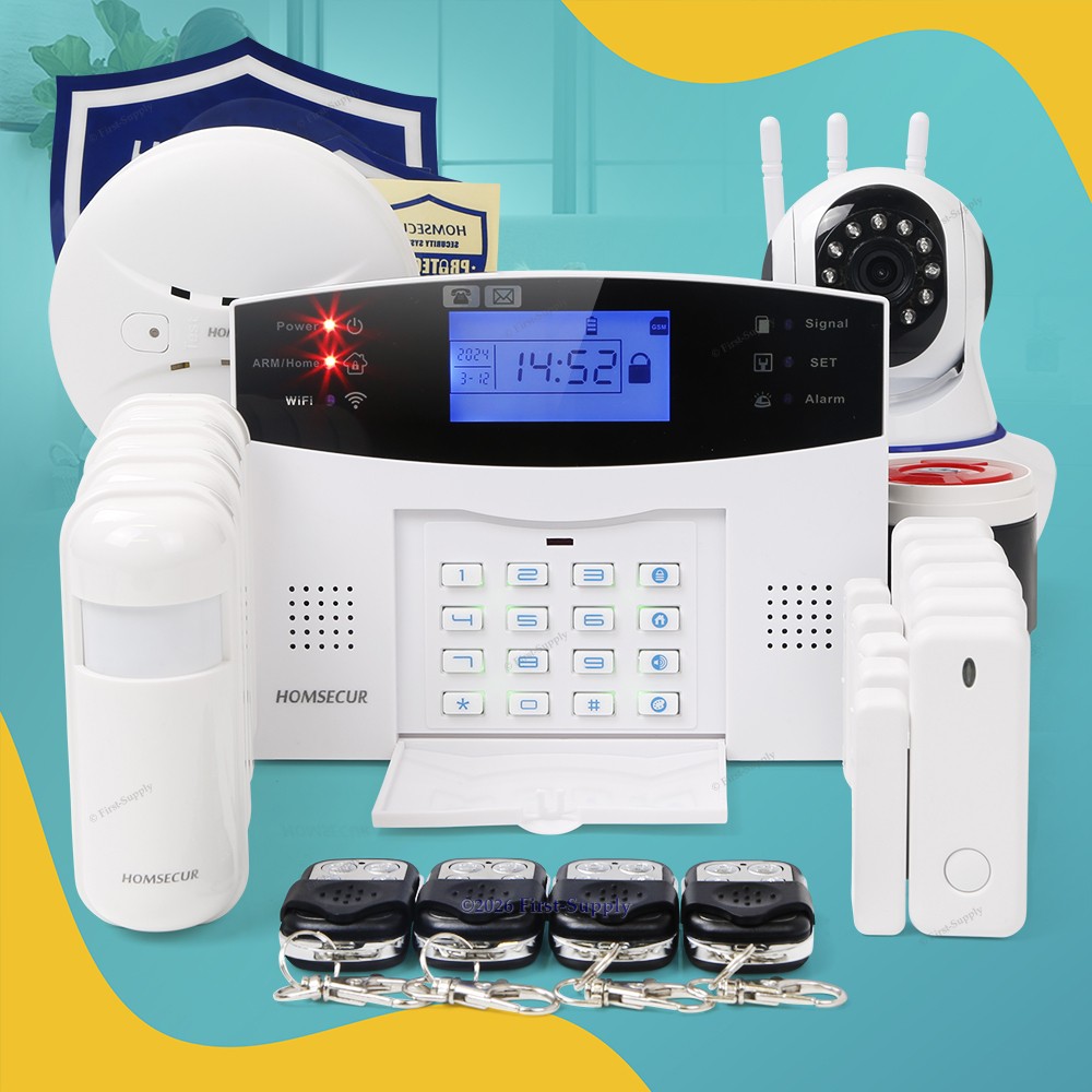 HOMSECUR Wireless &wired WIFI 4G Burglar Alarm System+PIR+5*Door Sensor