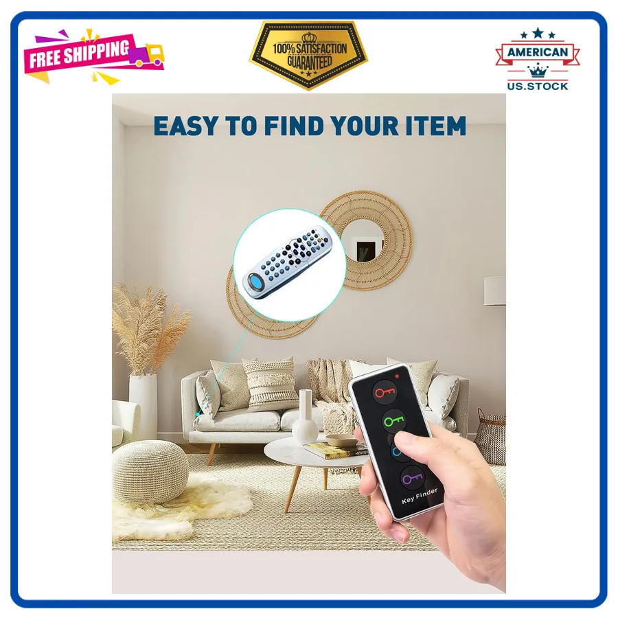 Wireless Key Finder Item Locator Remote Tracker 131ft Range with Sound Battery