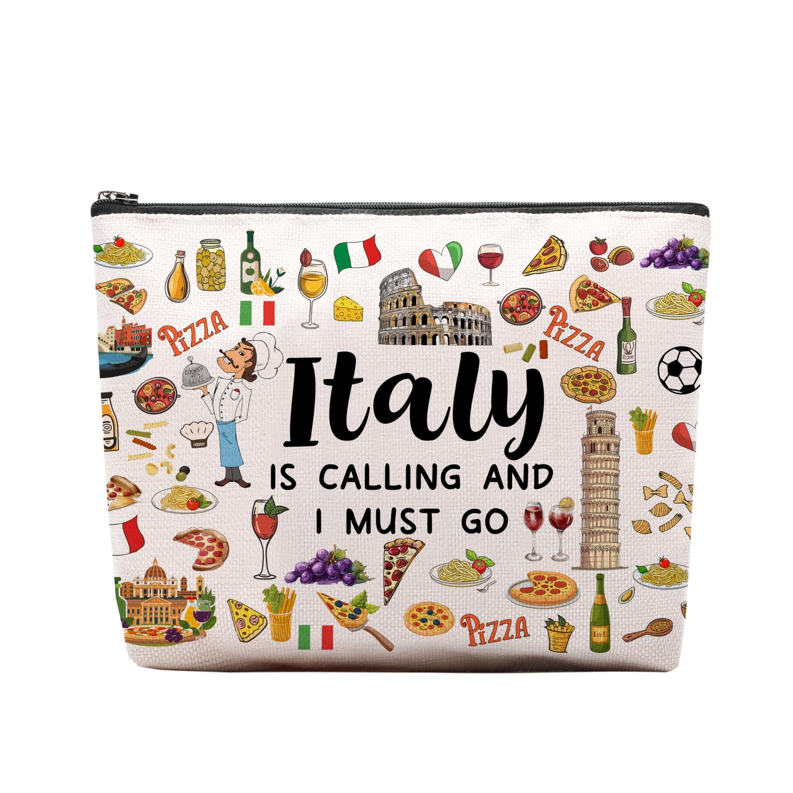 Italy Travel Gift Makeup Bag, Italy Lover Themed Gifts for Traveller Women Fr...
