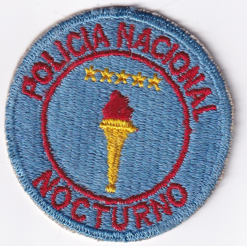 Policia Nacional Nocturno patch Night Police Colombia 1950s-1960s