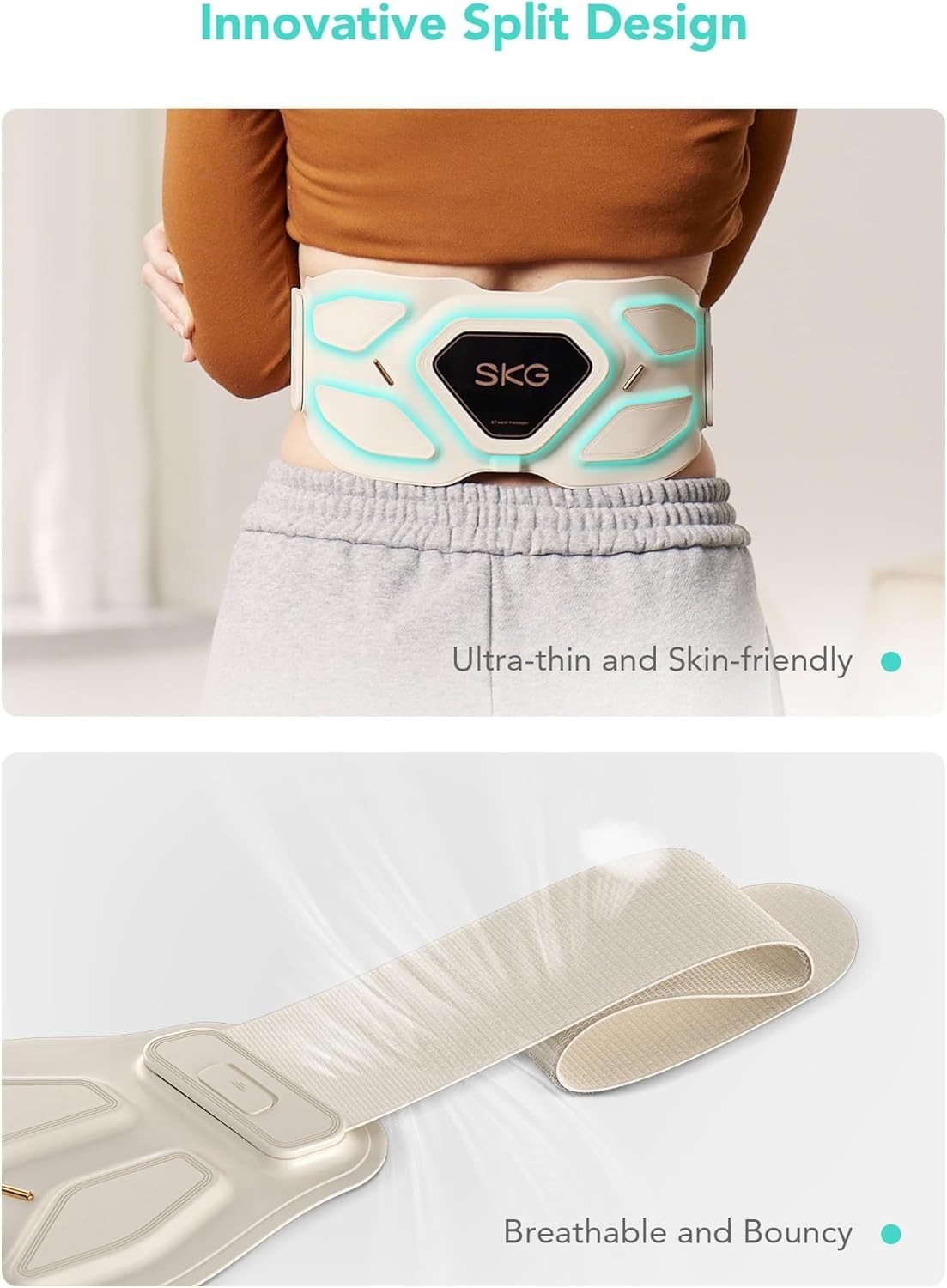 SKG Lower Back Vibrating Massager Adjustable Cordless Heating Pad Infrared