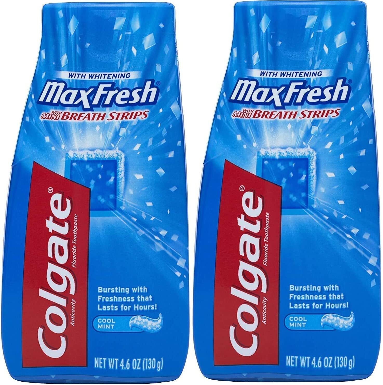 Colgate MaxFresh Fluoride Toothpaste with Mini Breath Strips Pack of 2
