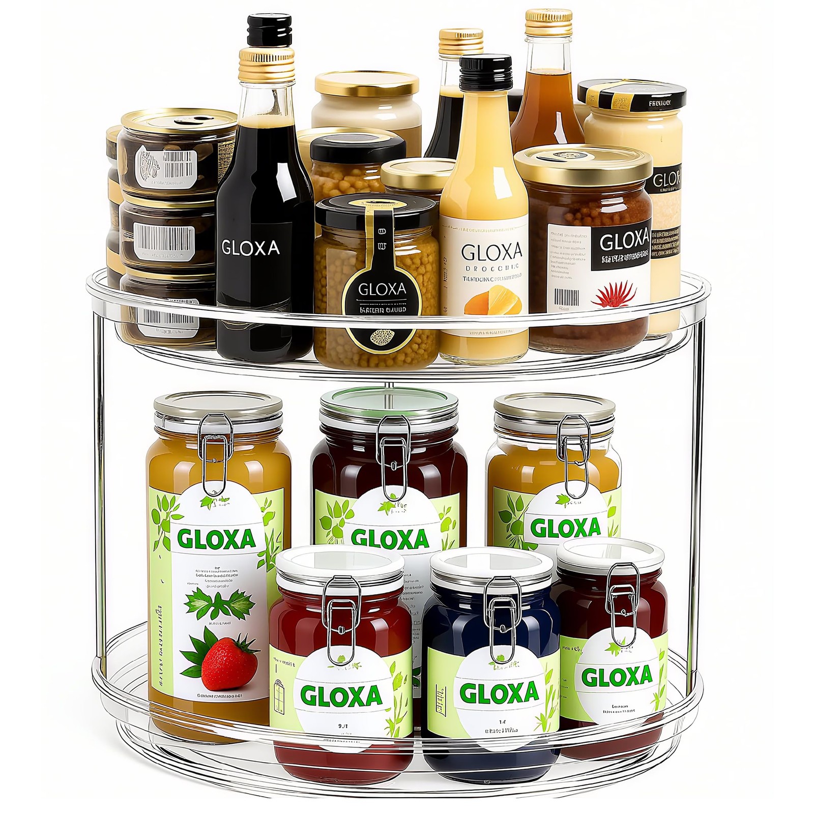2 Tier Lazy Susan Turntable Organizer 9.25 Inch Rotating Kitchen Spice Rack