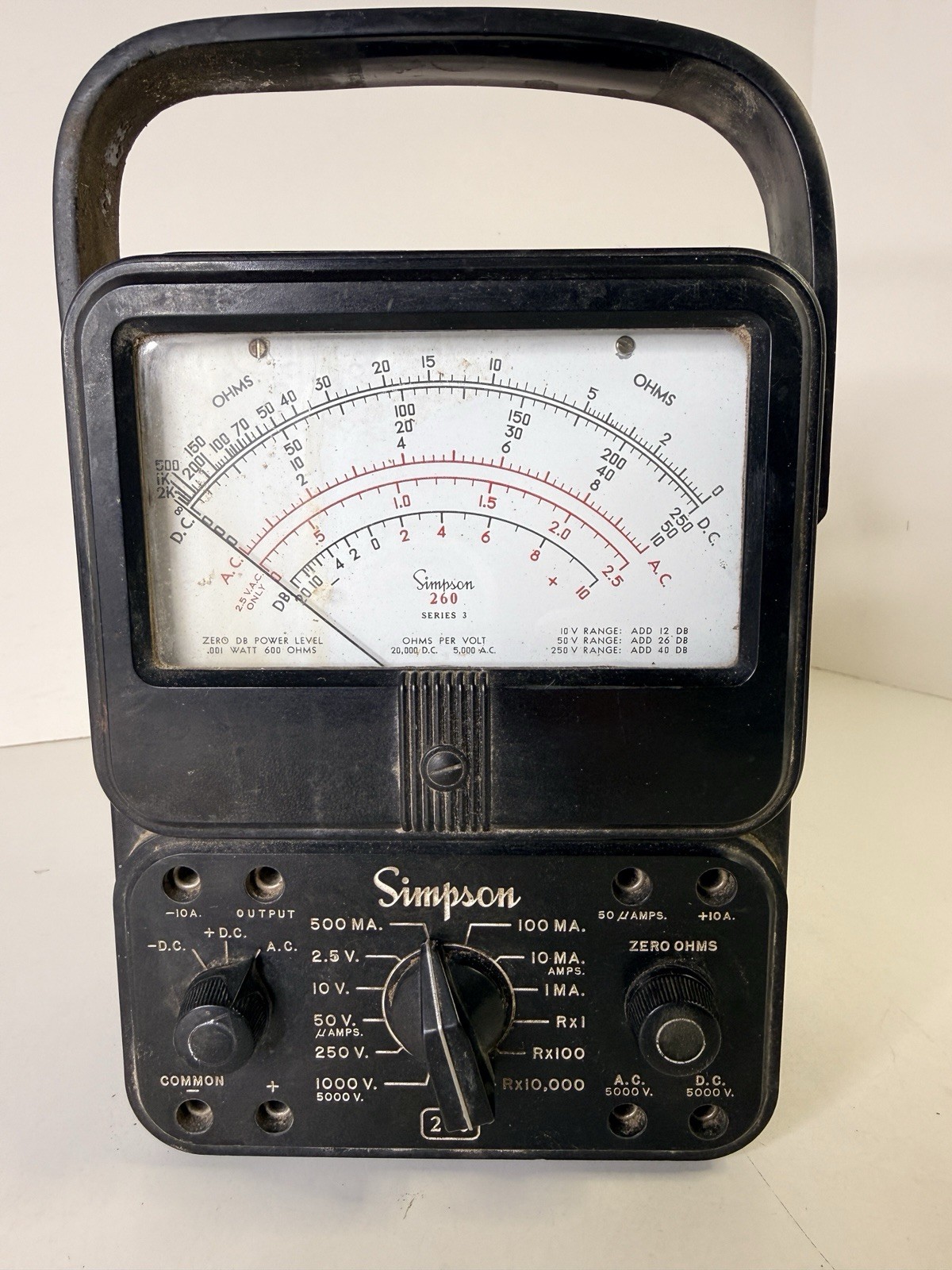 VINTAGE Simpson 260 SERIES 3 Analog Meter For Parts Only Not Tested AS IS