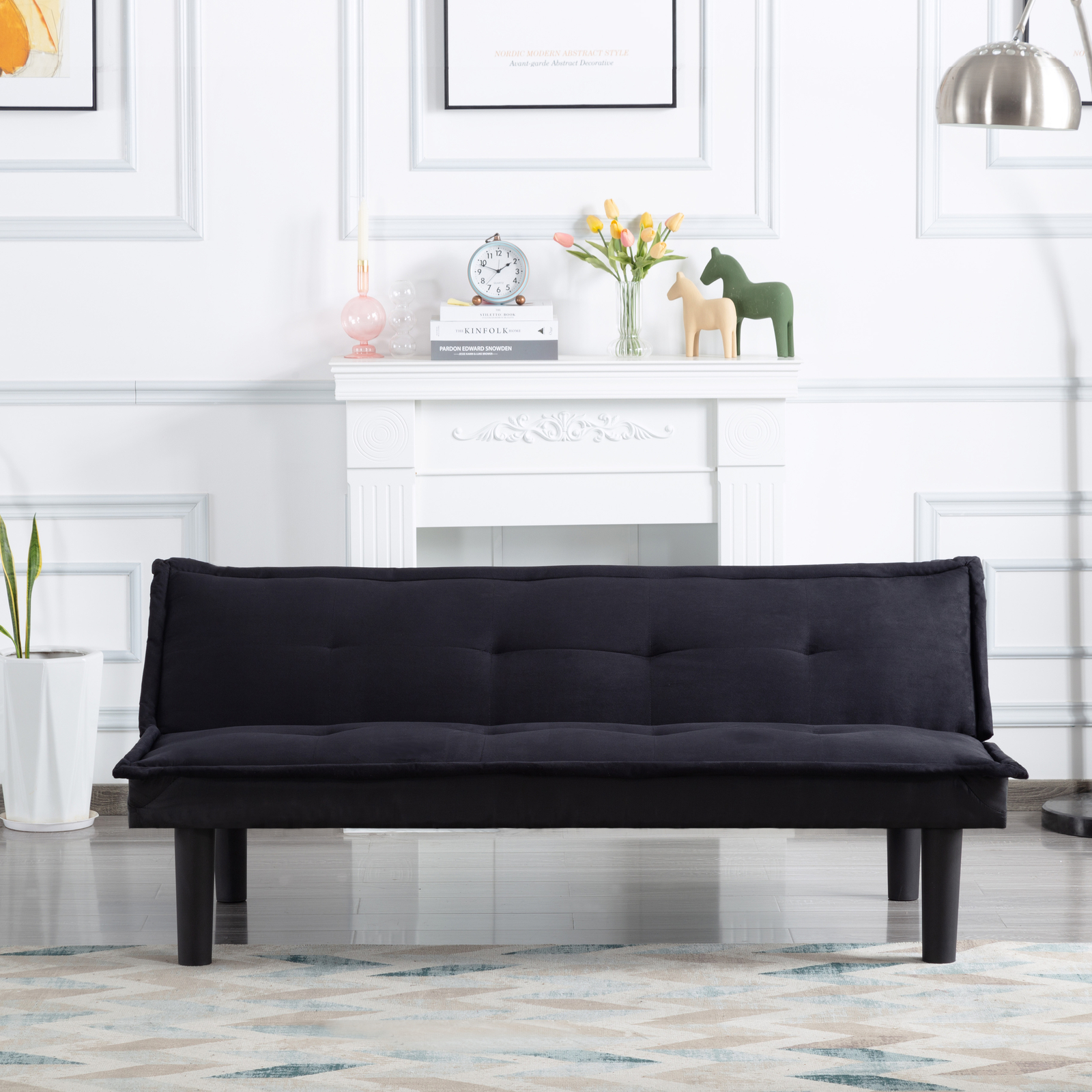 63in Adjustable Futon Sofa Bed Faux Suede Upholstered Modern Sleeper Couch Futon
