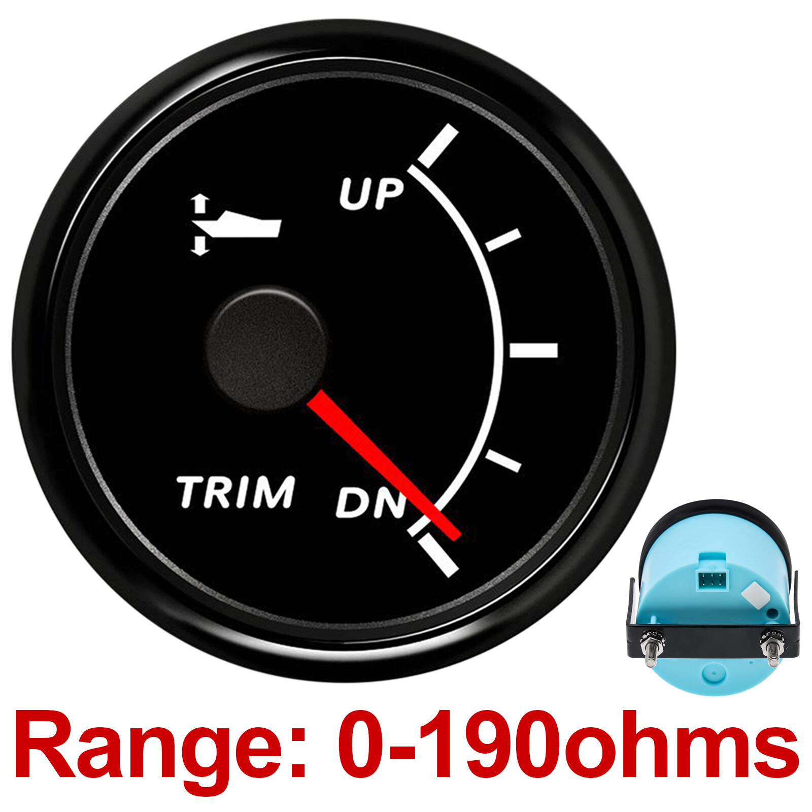 Boat Trim Gauge Kit 52mm UP-DN Marine Boat Trim Gauge 0-190ohm Trim Tilt Indicat