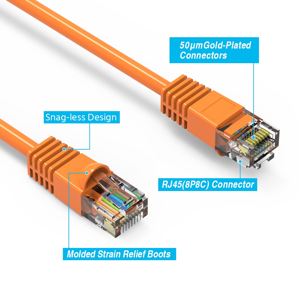 150Ft CAT6 UTP Ethernet Network Booted Cable Orange