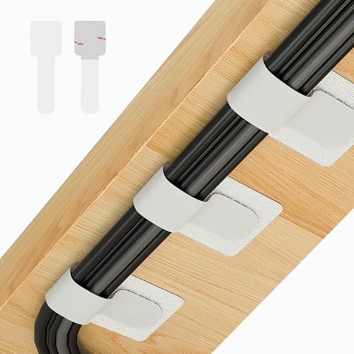 50 PCS Hook and Loop Cable Ties, Under Desk Cable Management, Medium White