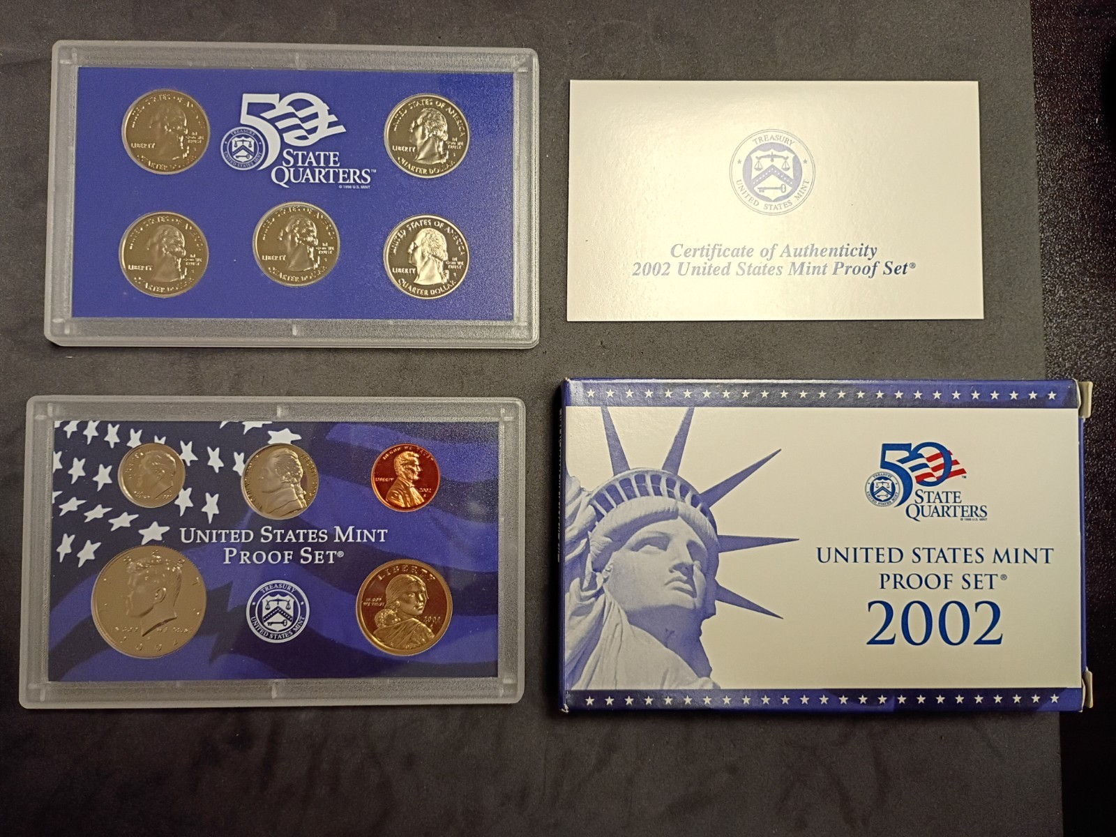 2002 US Mint 10 Clad Coin Proof Set Original Box and COA Complete