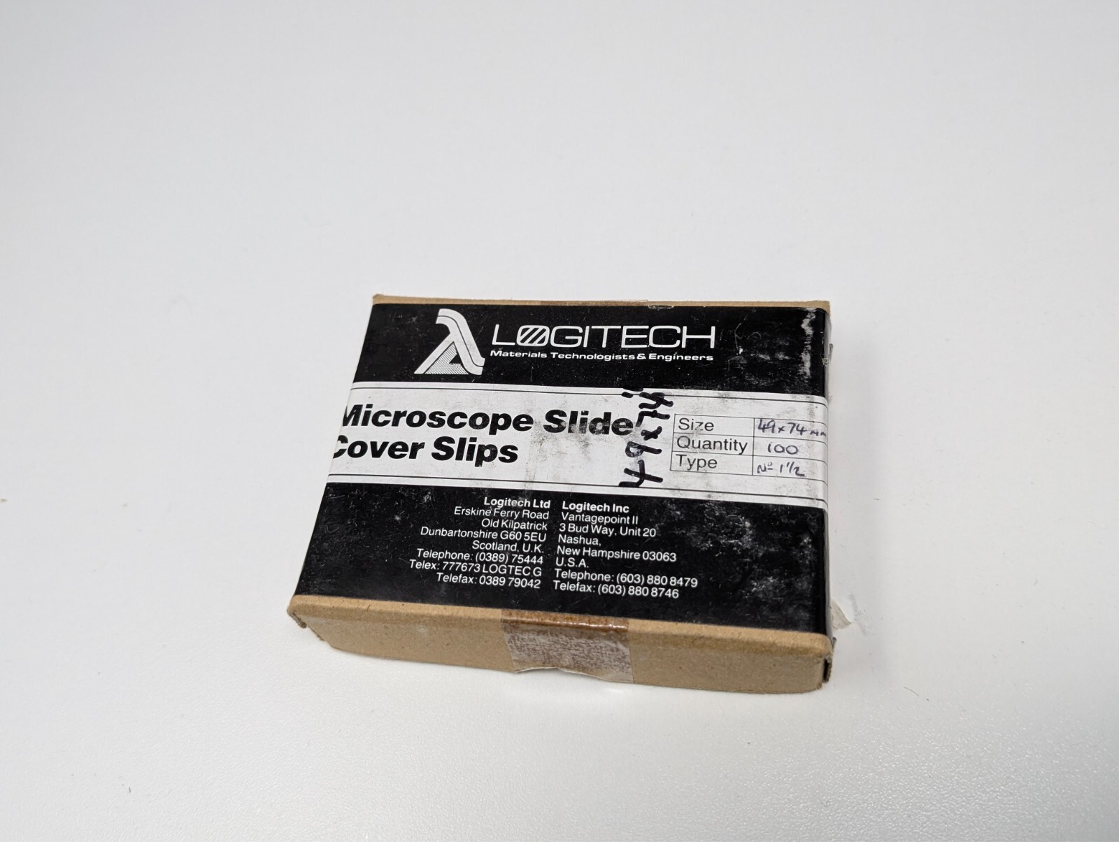Logitech 74x49 Microscope Cover Slips, 0.17mm, 100/Box, 0CON-159, Petrographic