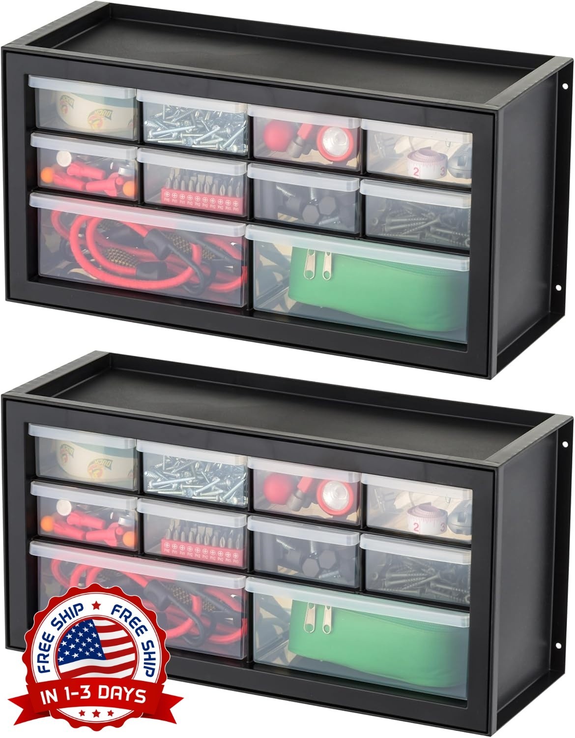 Cajones pequeños de plástico para almacenamiento (10 cajones, paquete de 2) NEW