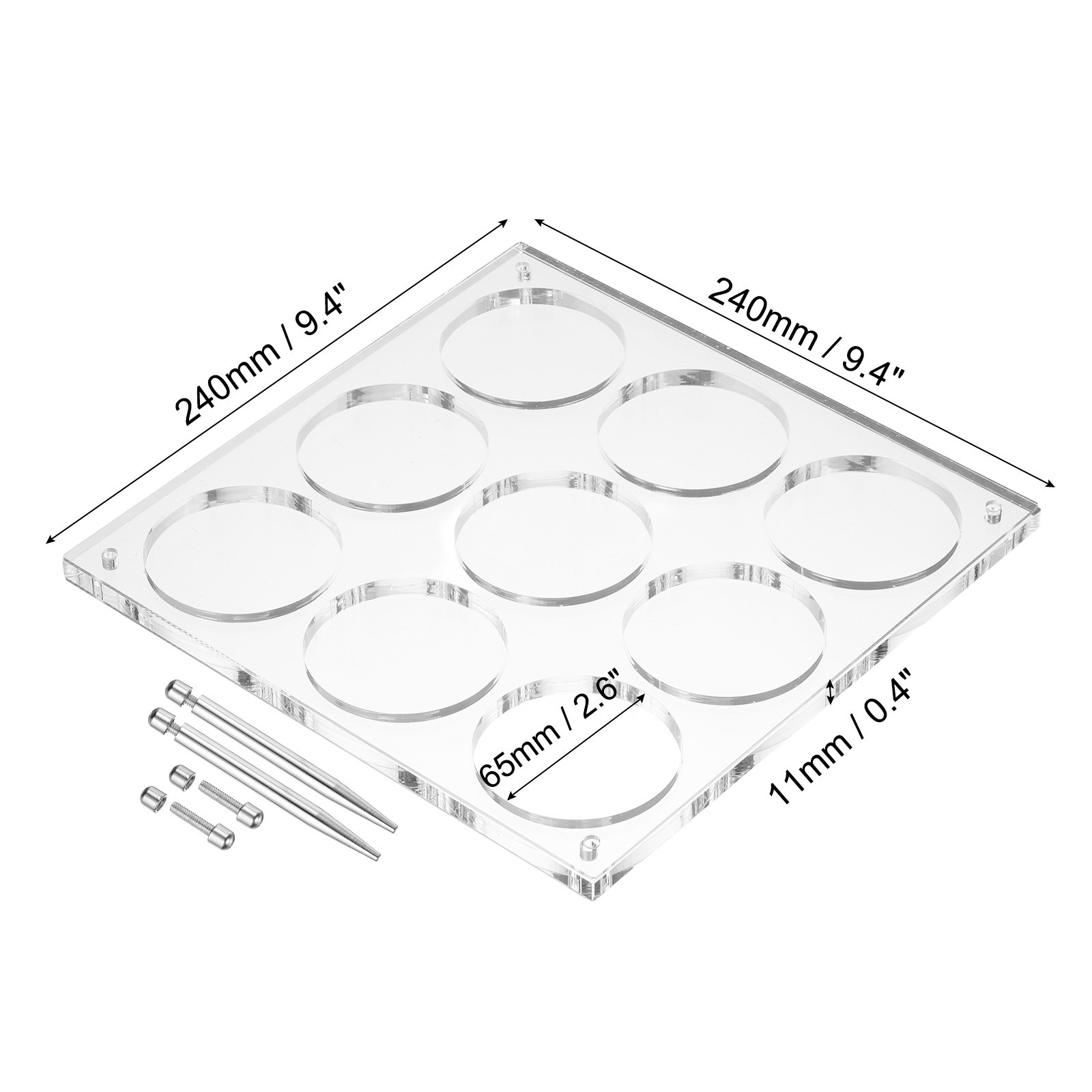 2.5\" Acrylic Coin Holder with 9 Compartments for 3D Display
