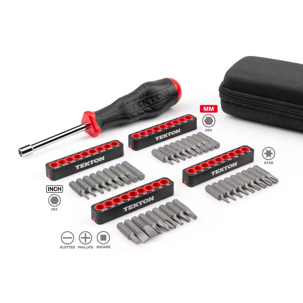 1/4 In. Bit Screwdriver and Bit Set with Case (37-Piece)