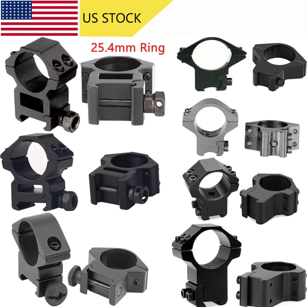 25.4mm Scope Rings Low /Medium/High Mount for 20mm Picatinny /11mm Dovetail Rail