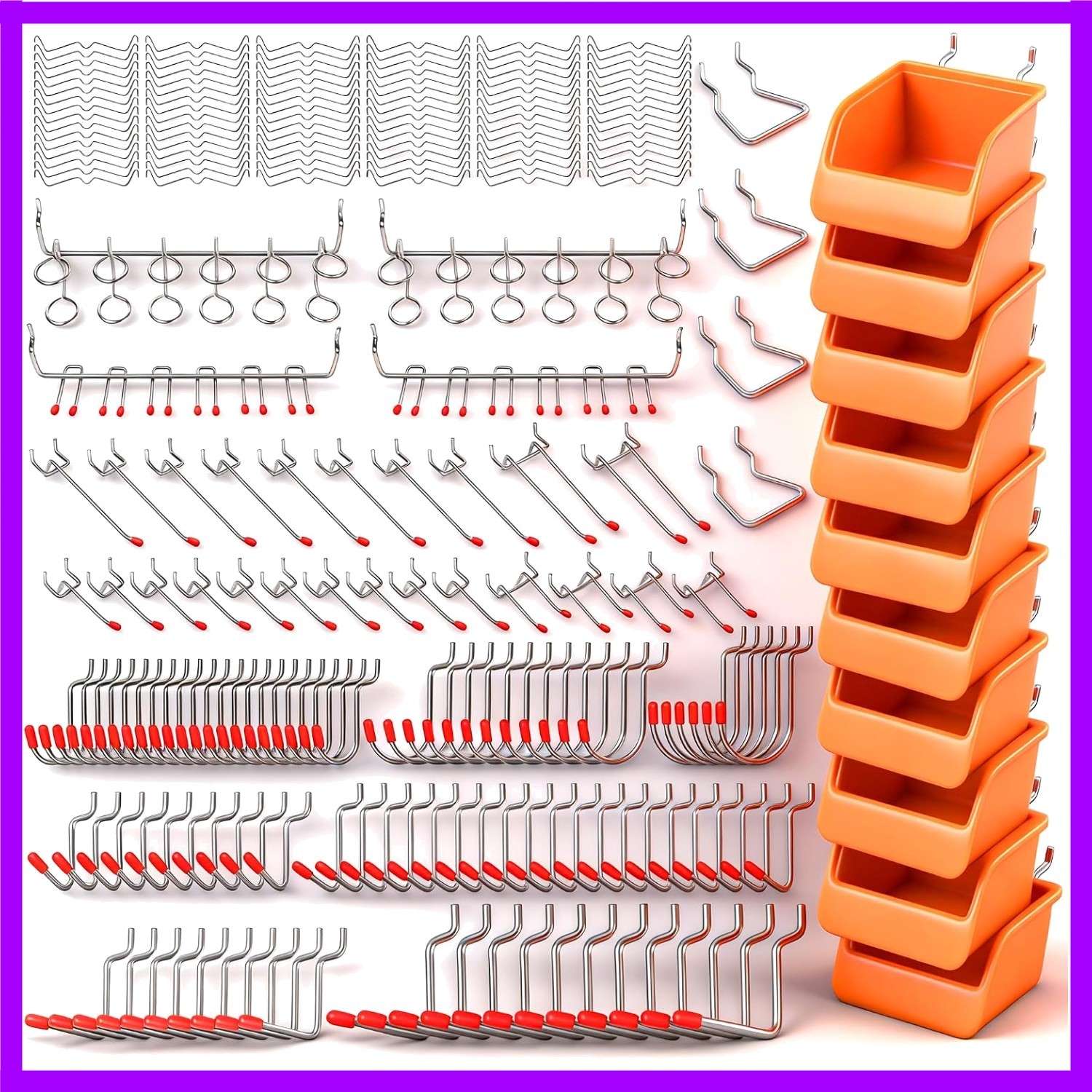 38-Piece Pegboard Hook Kit with Bins - Durable Solution for Efficient Storage