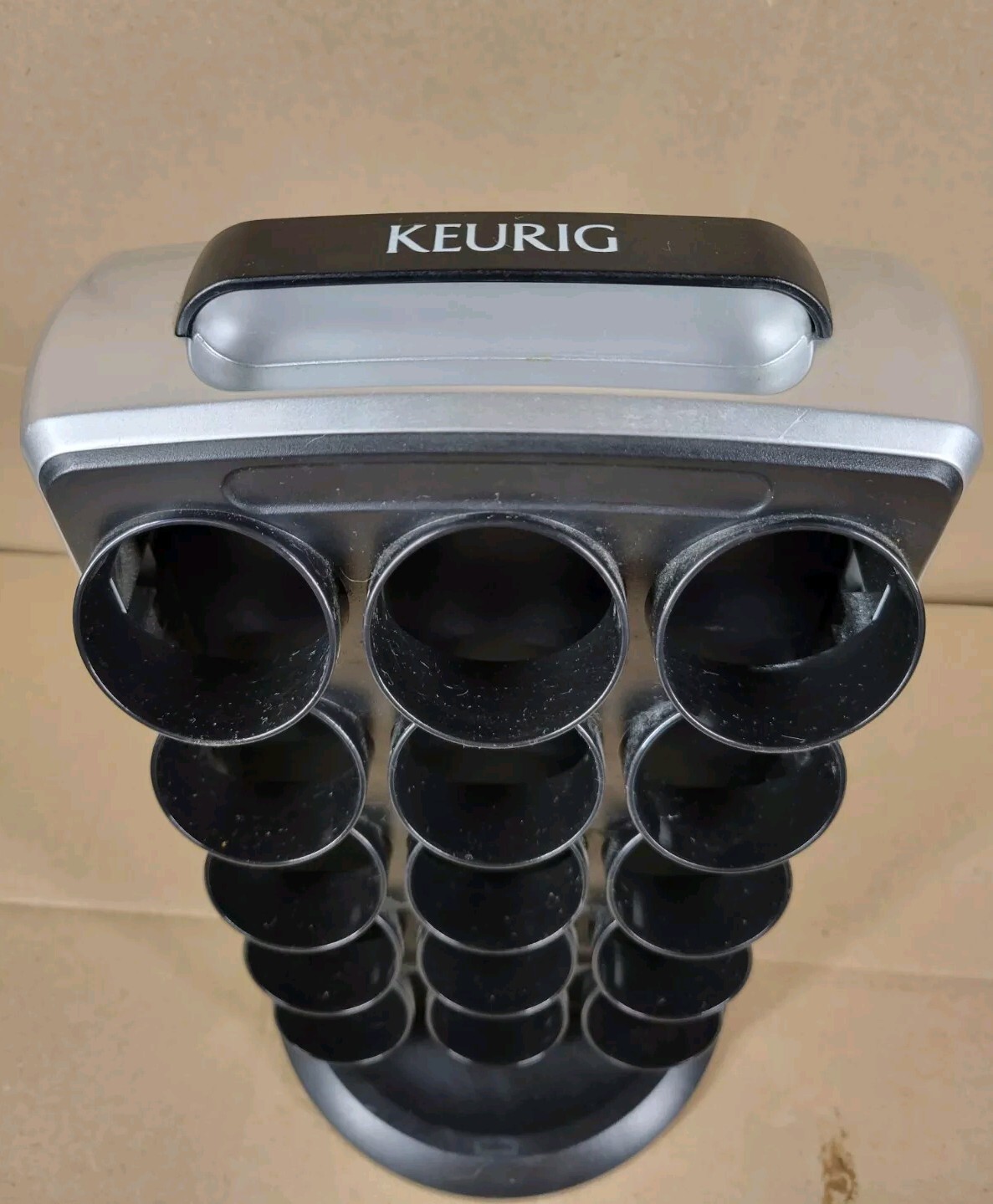 Keurig K-Cup Holder 30 Coffee Pod Spinning Carousel Silver & Black KCC-30