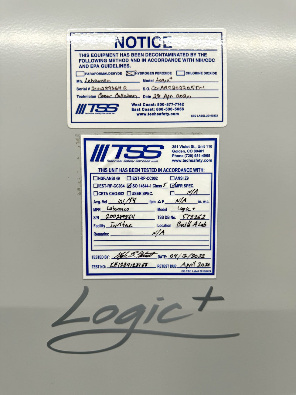Used Labconco Logic Plus Biosafety Cabinet Hood