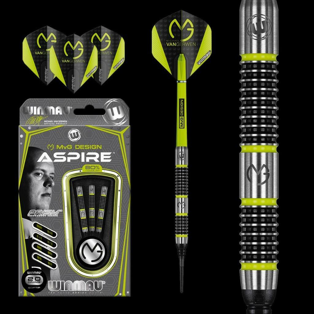WINMAU Michael Van Gerwen MVG ASPIRE 80% Tungsten 20 Gram Soft Tip Darts 2433