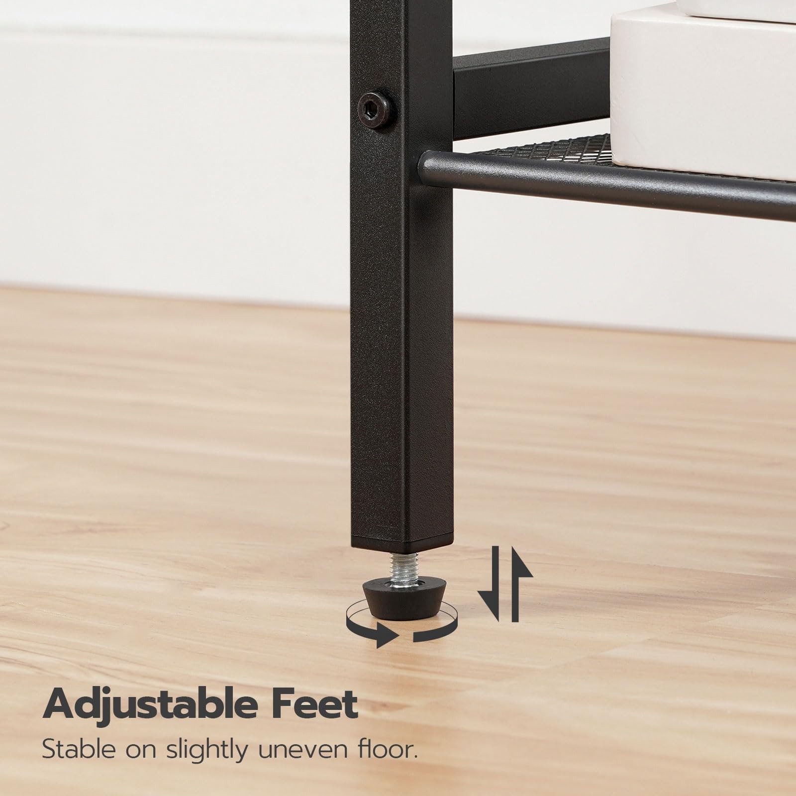 HOOBRO Side Table, Industrial End Telephone Table with Adjustable Mesh Shelves,