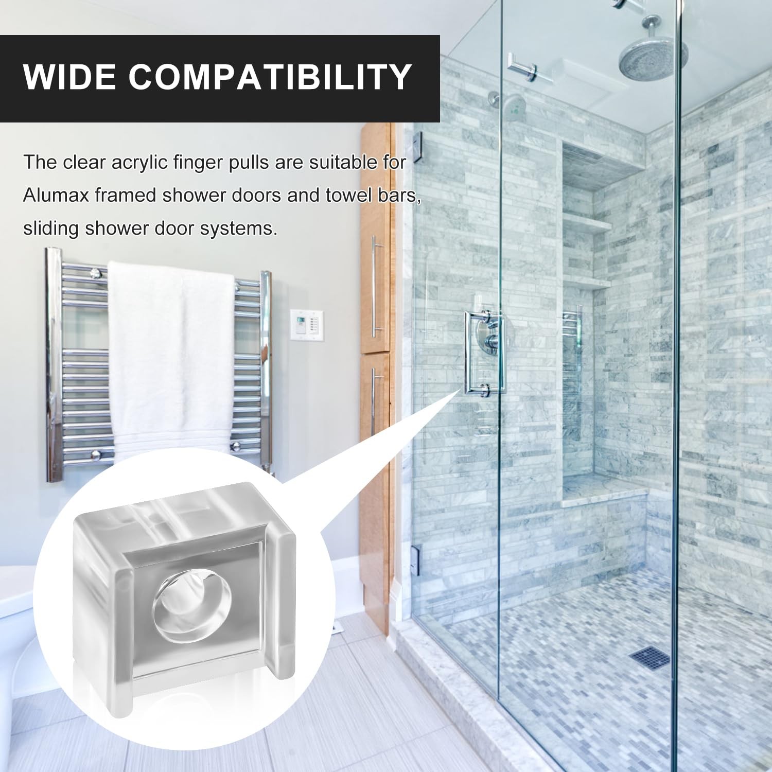 PEUTIER 2pcs Sliding Door Finger Pull, Clear Acrylic Glass Medium,