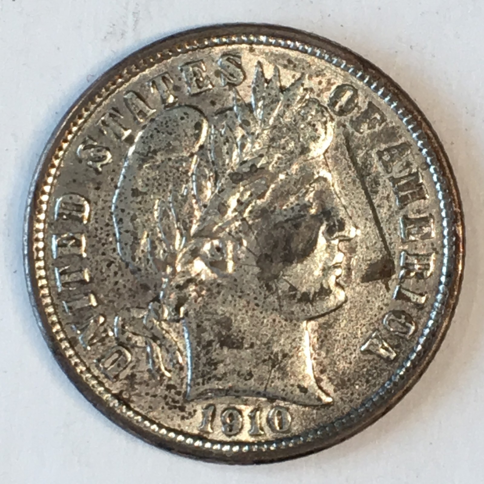 1910 Barber Dime - High Quality Scans #D194