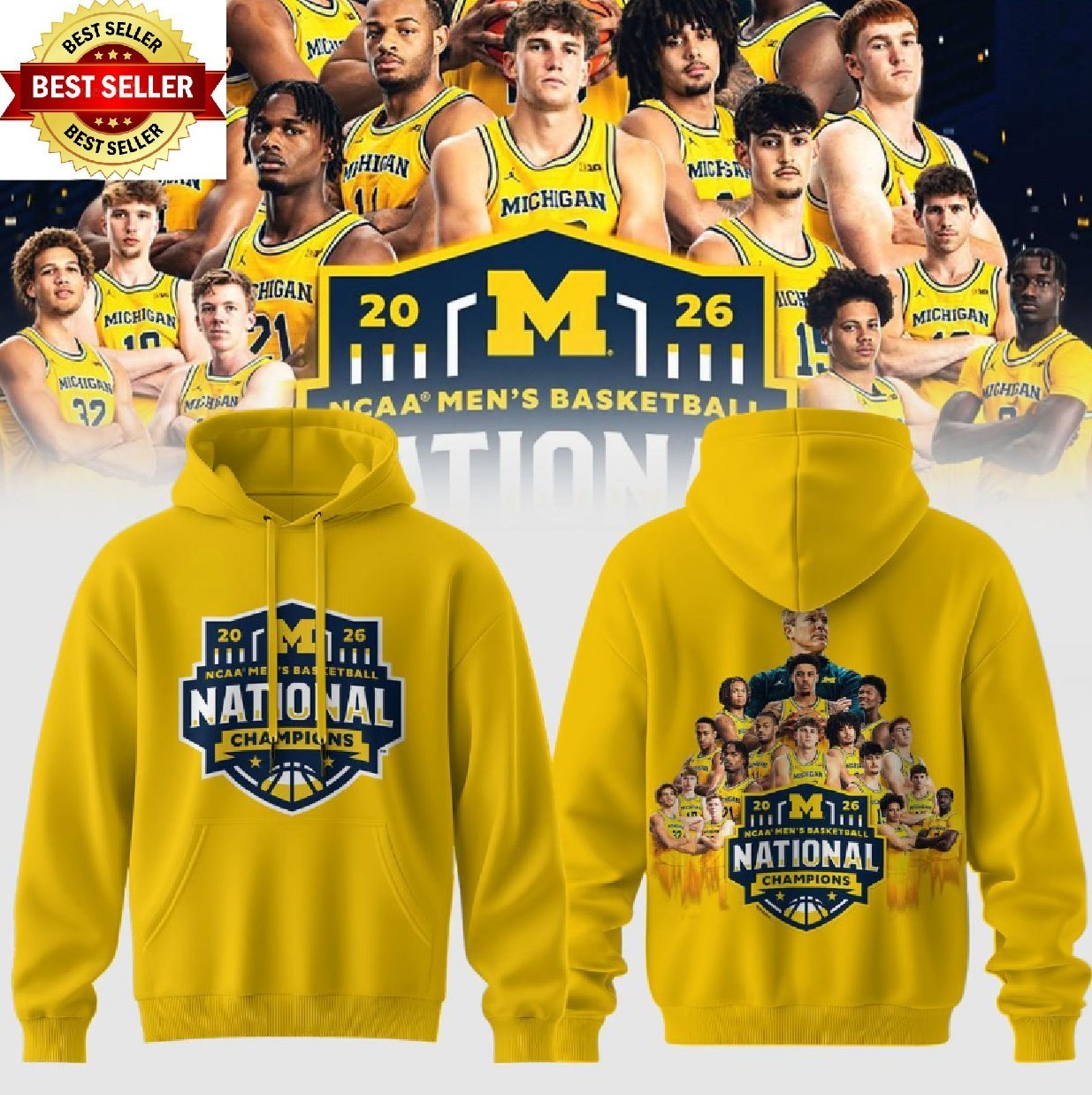 HOT! Michigan Wolverines 2026 NCAA Men’s Basketball National Champions Hoodie